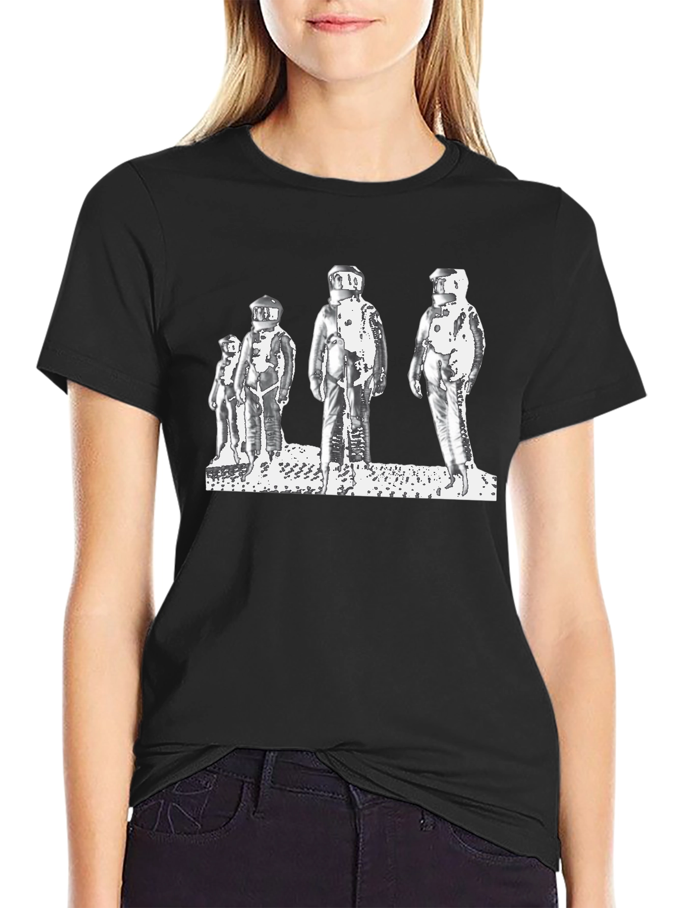 Retro Astronauts Graphic Tee - Black