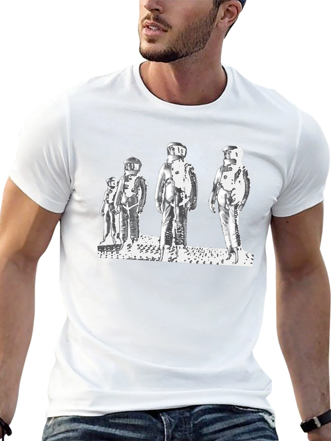 Retro Astronauts Graphic Tee - Black