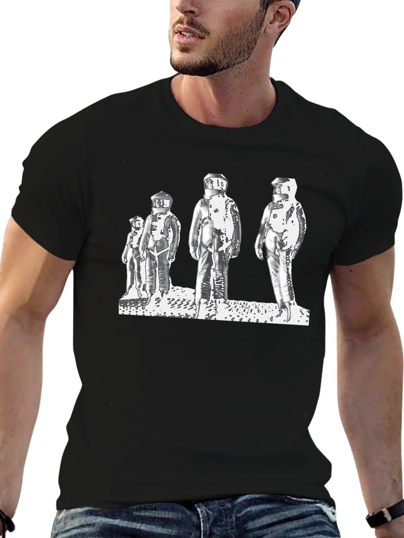 Retro Astronauts Graphic Tee - Black