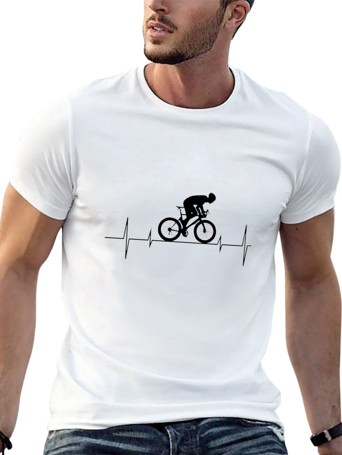 Cyclist Heartbeat Graphic Tee - Black