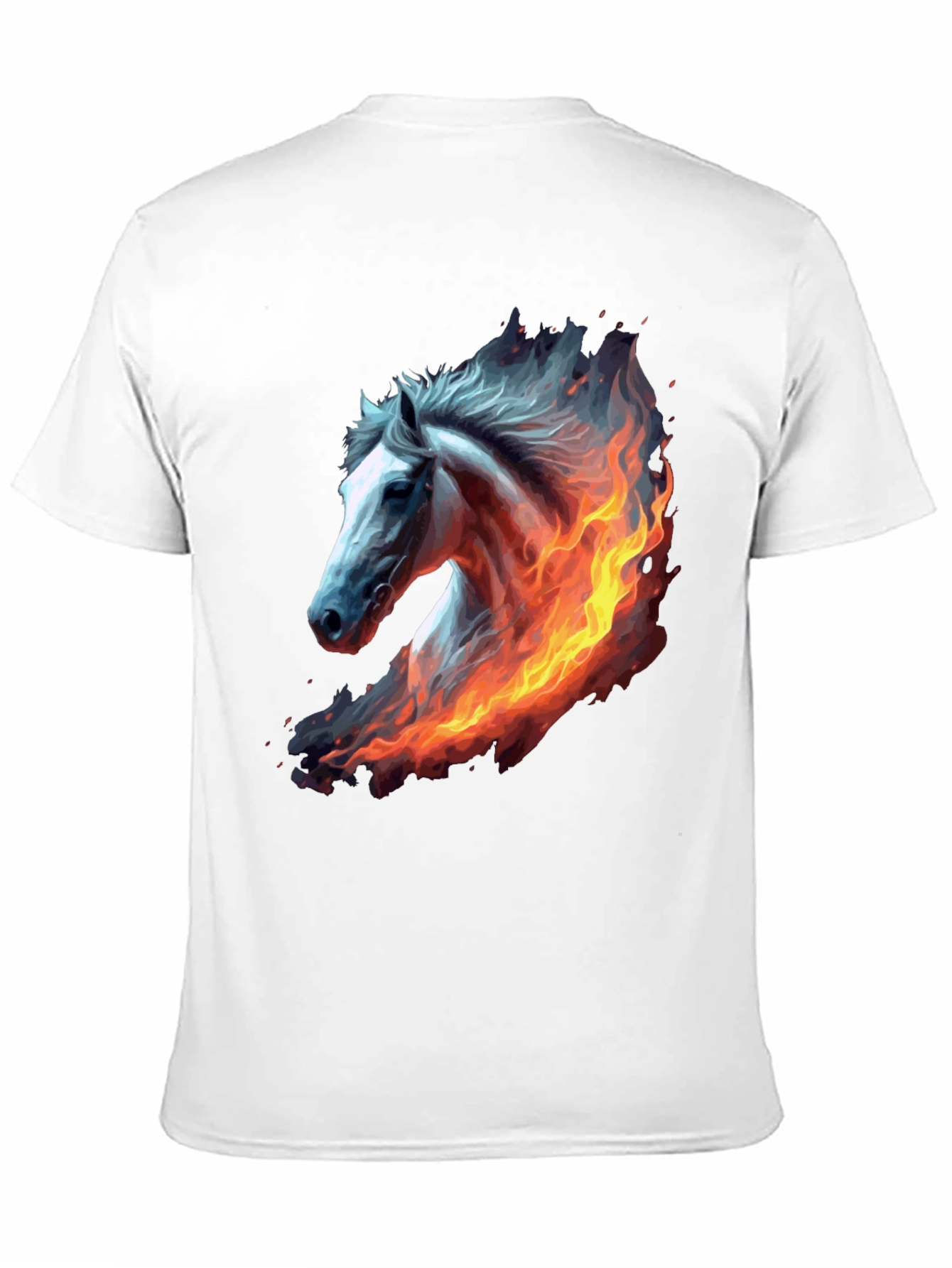 Fiery Horse Graphic Tee - Black Cotton T-Shirt