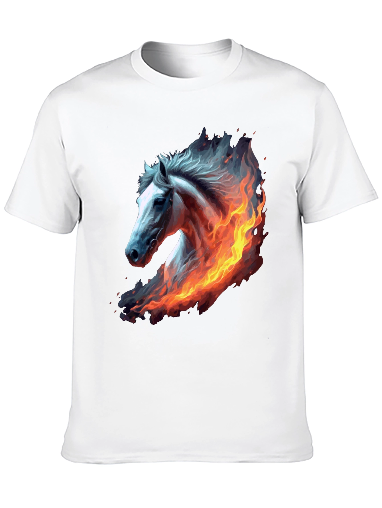 Fiery Horse Graphic Tee - Black Cotton T-Shirt