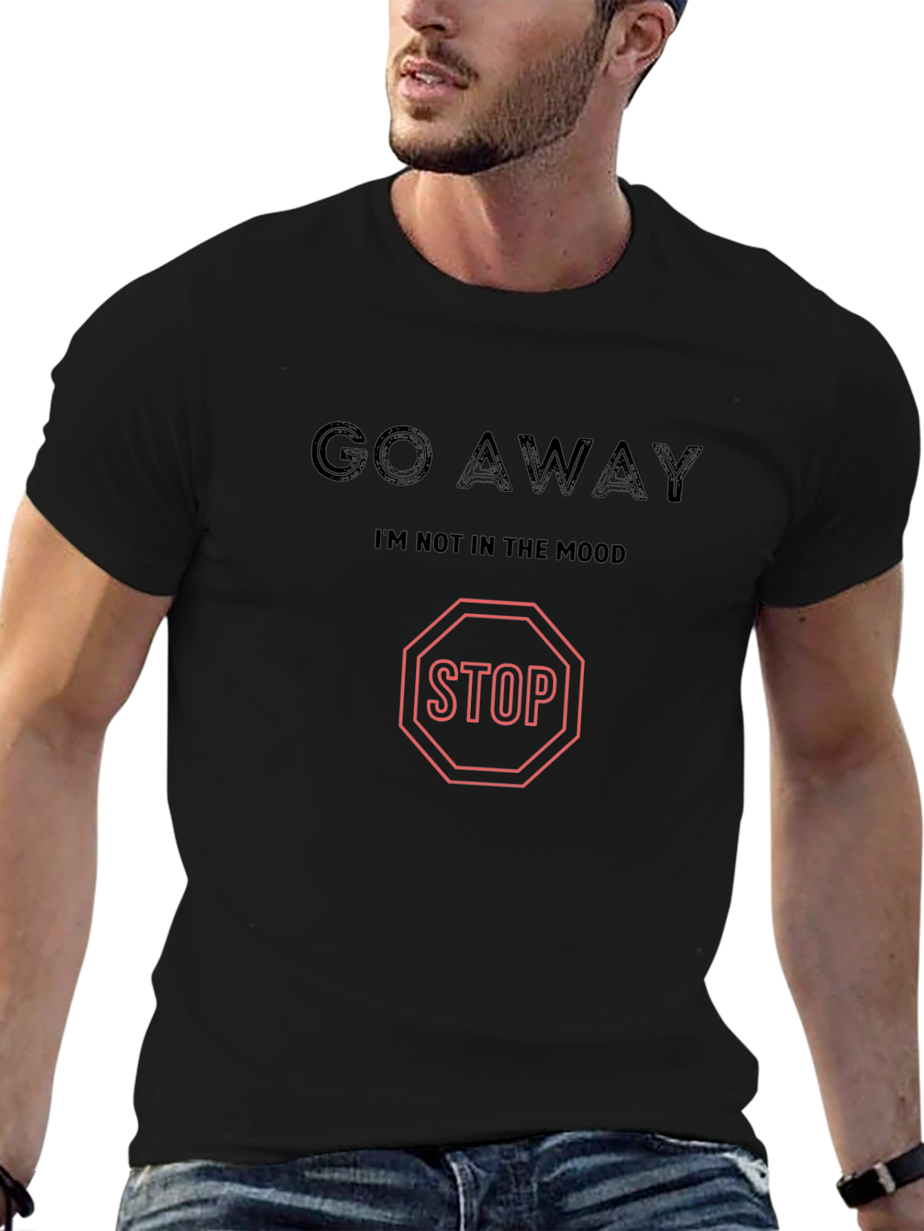 Go Away Graphic Tee - Black Cotton T-Shirt