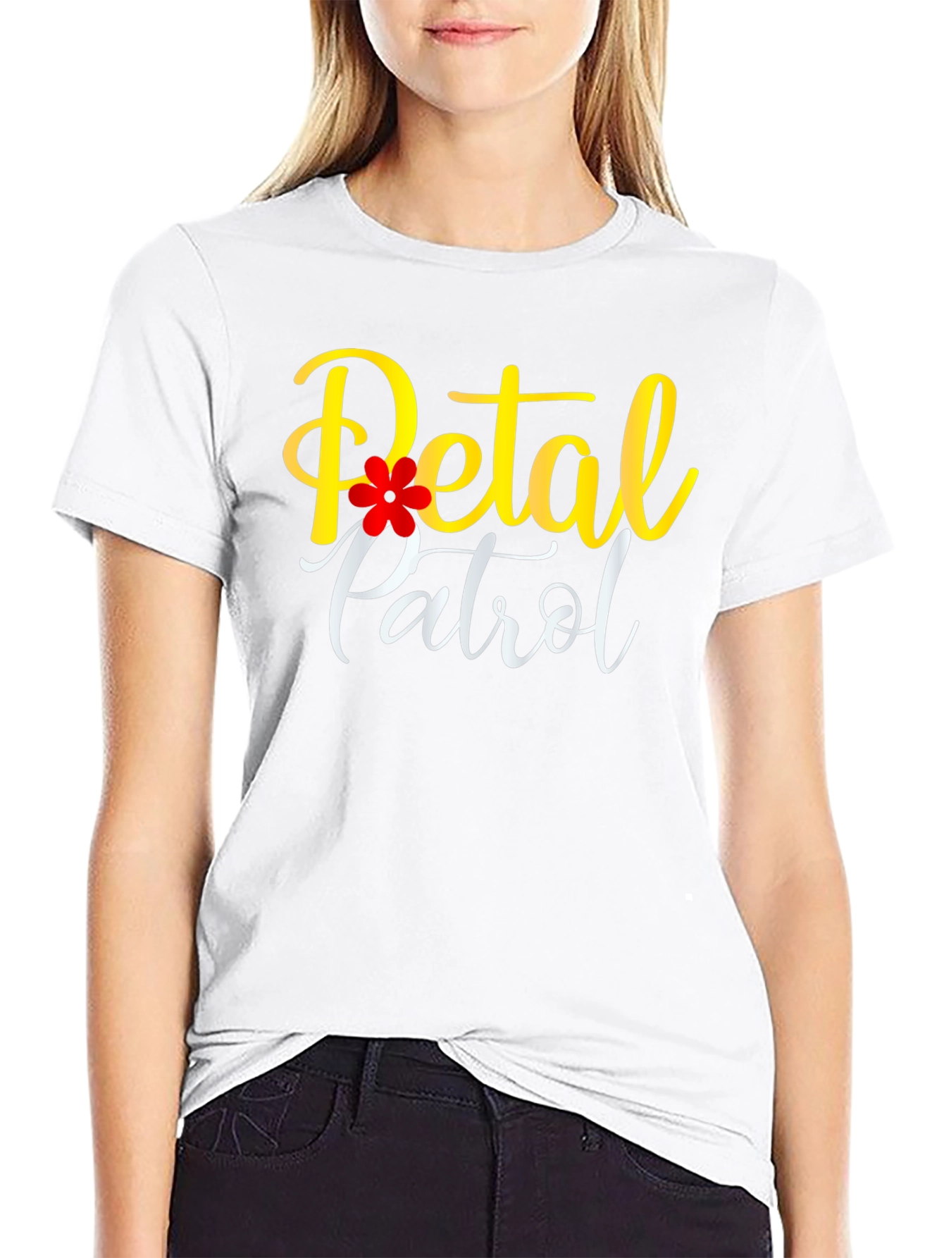 Petal Patrol Black T-Shirt - Floral Design