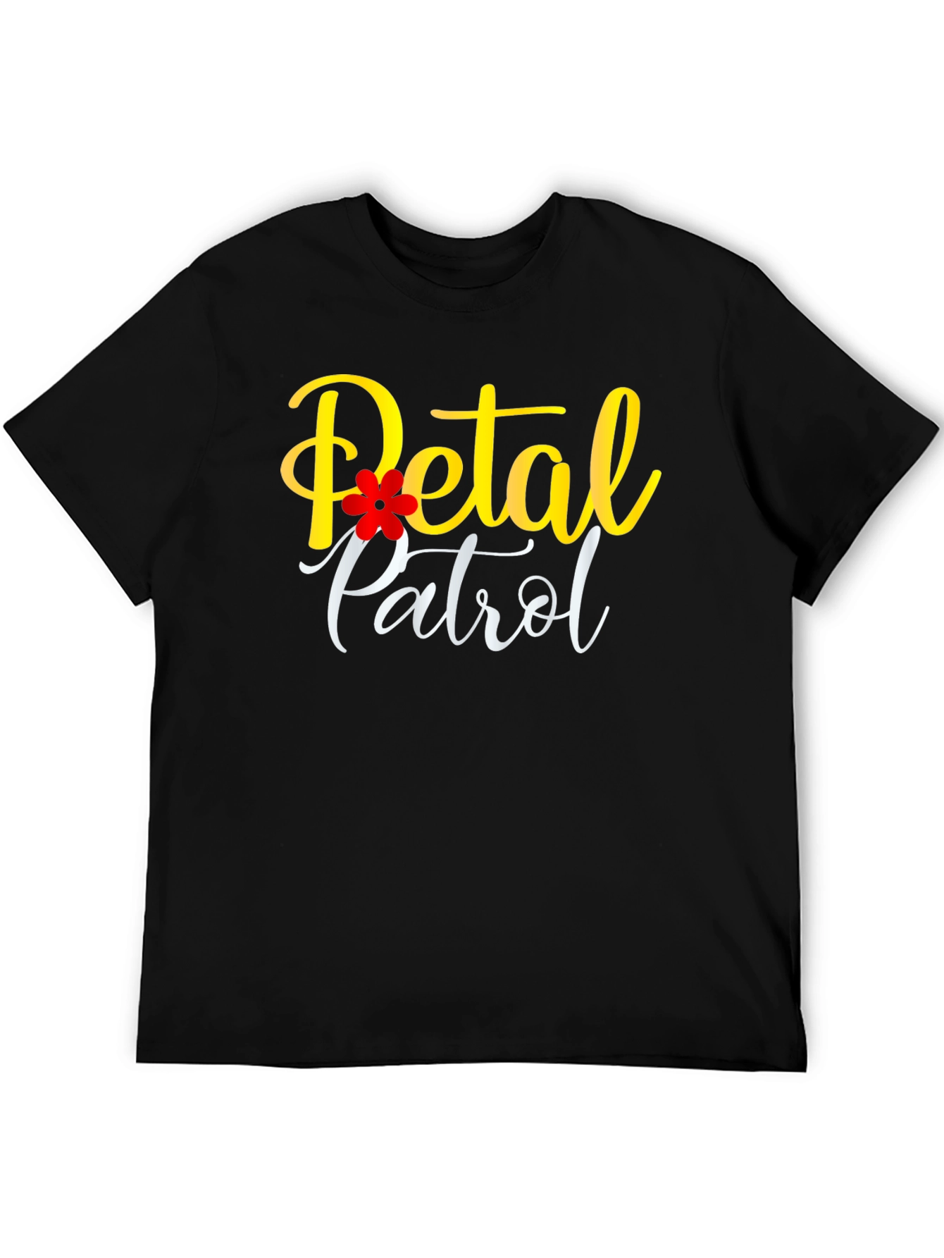 Petal Patrol Black T-Shirt - Floral Design