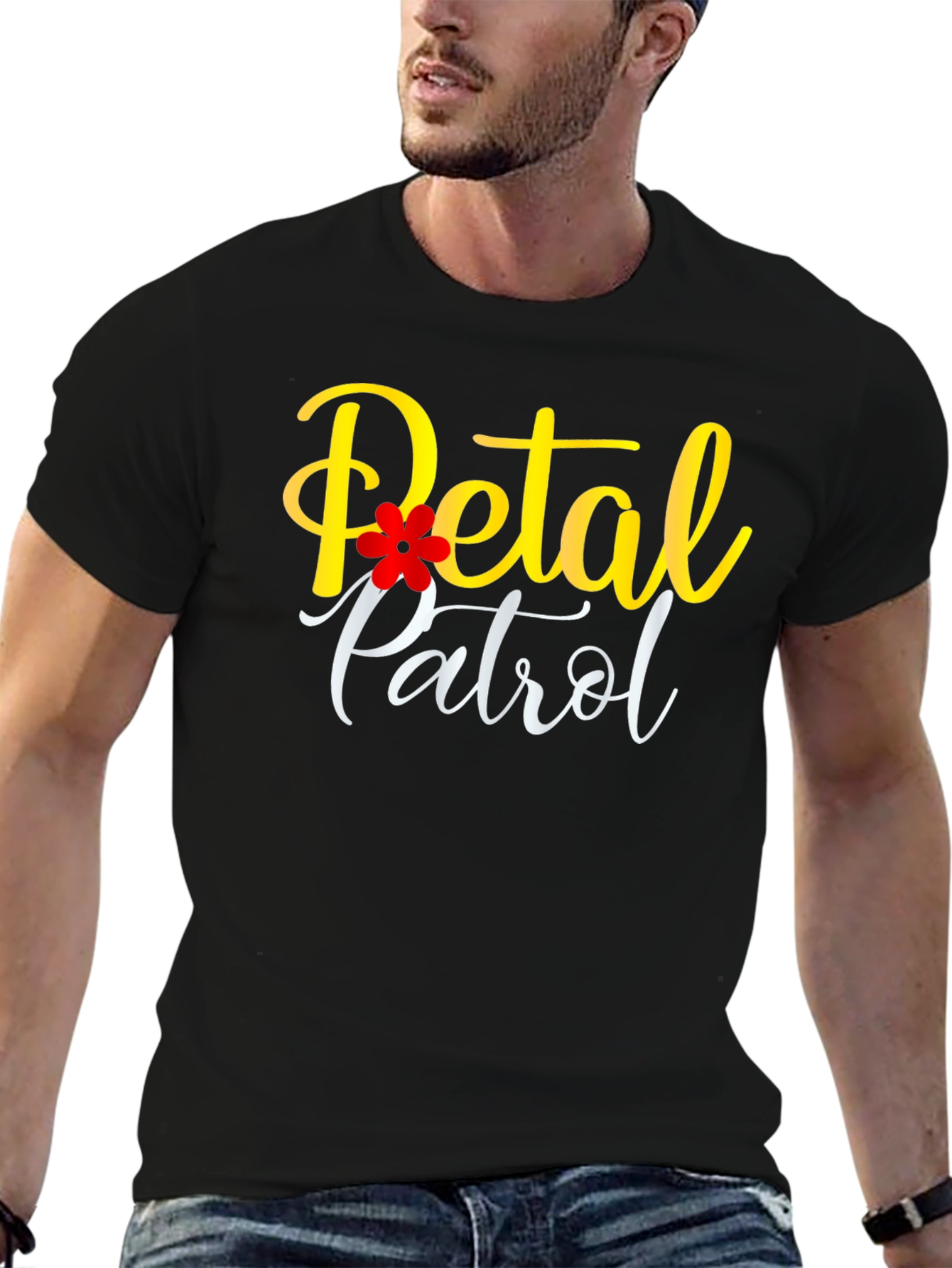 Petal Patrol Black T-Shirt - Floral Design