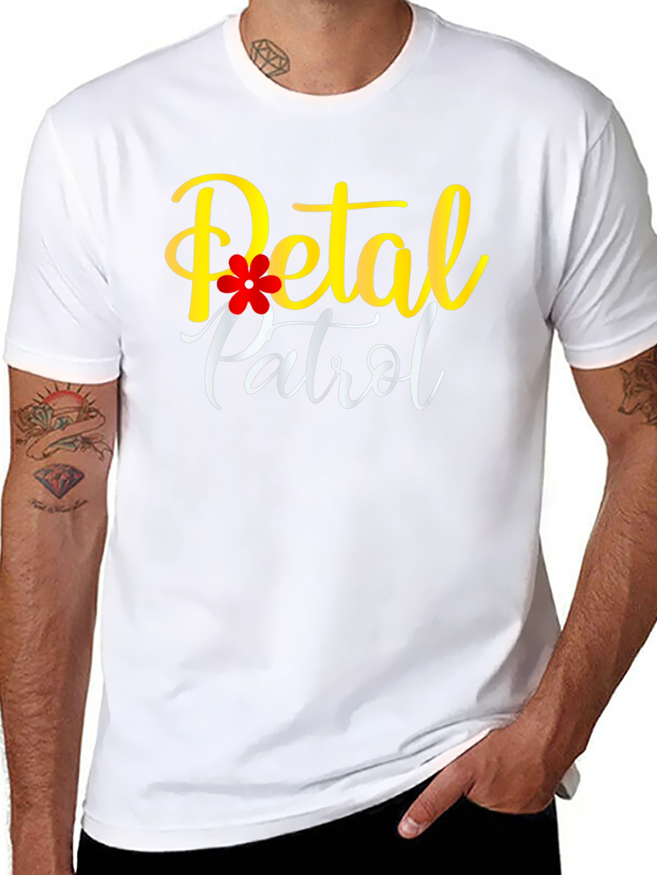 Petal Patrol Black T-Shirt - Floral Design