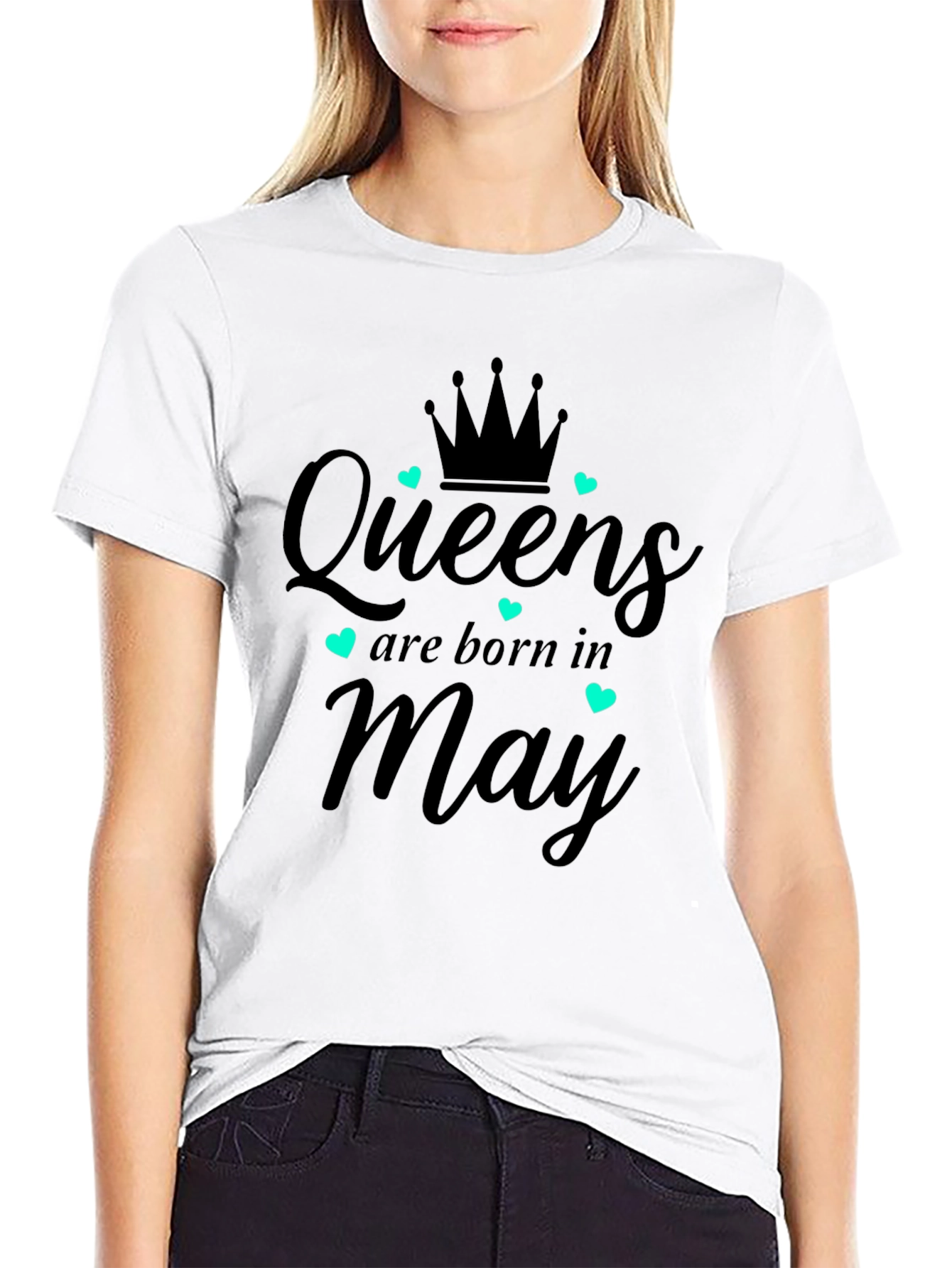 Queens Born in May Black Graphic T-Shirt