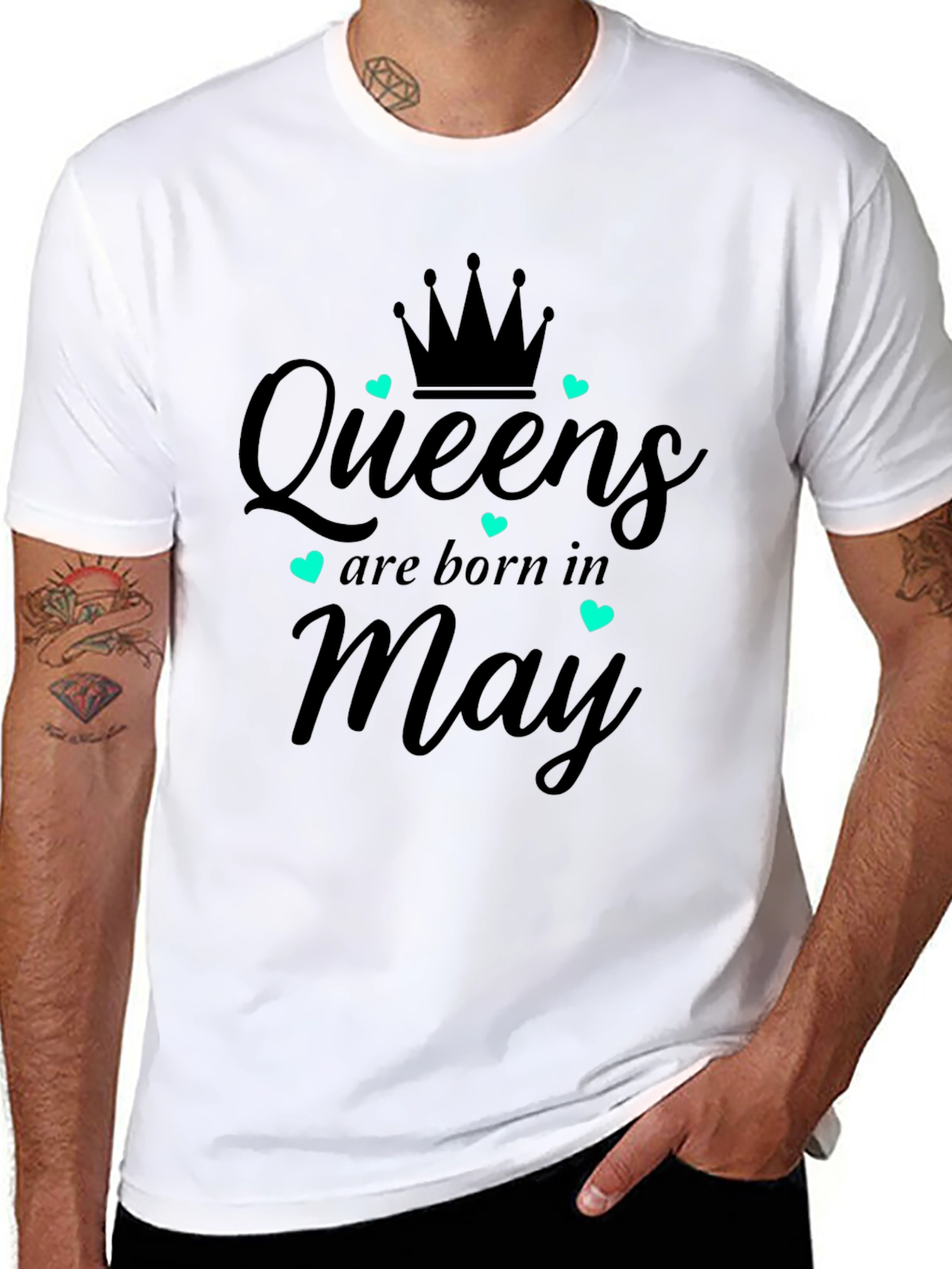 Queens Born in May Black Graphic T-Shirt