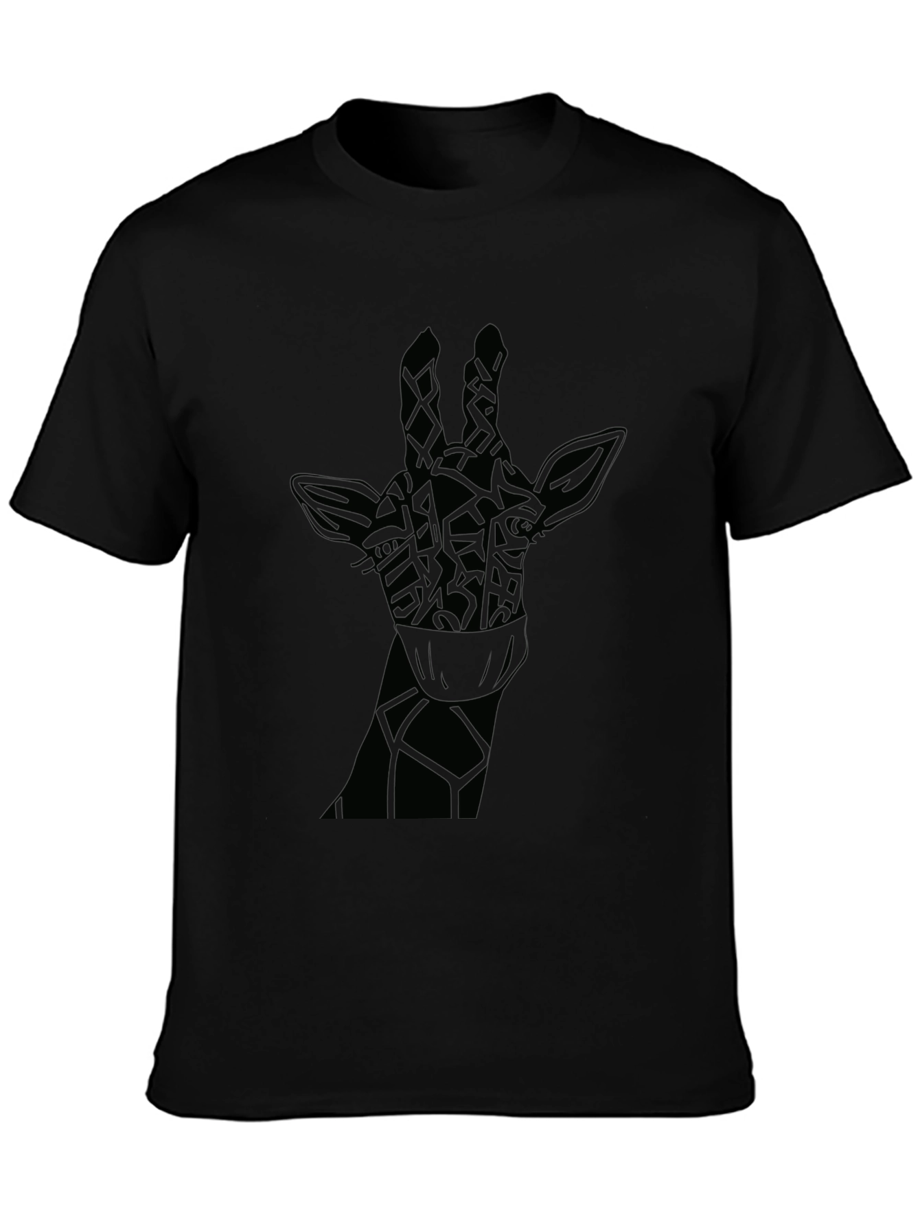 Giraffe Face Mask Black T-Shirt