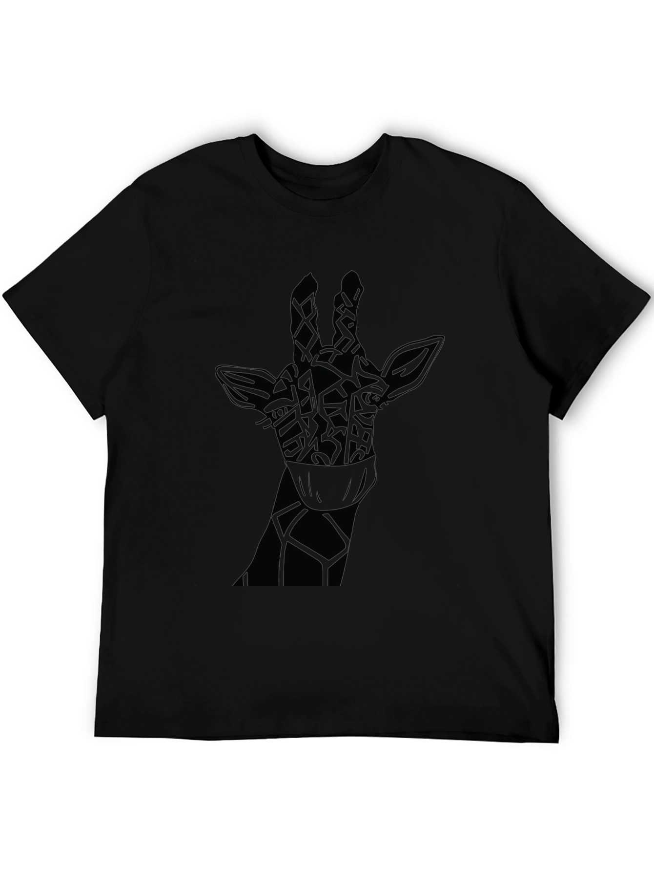 Giraffe Face Mask Black T-Shirt