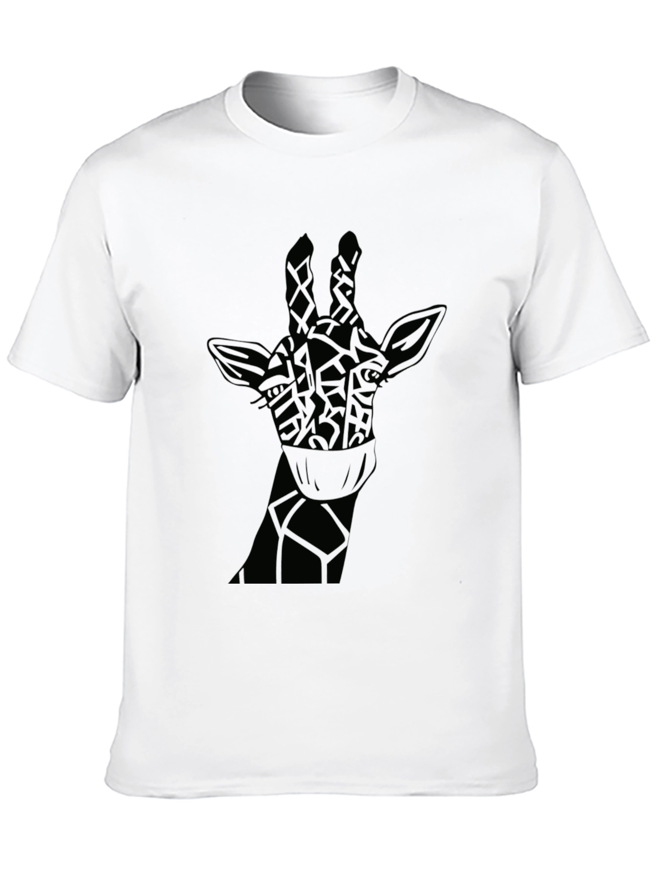 Giraffe Face Mask Black T-Shirt