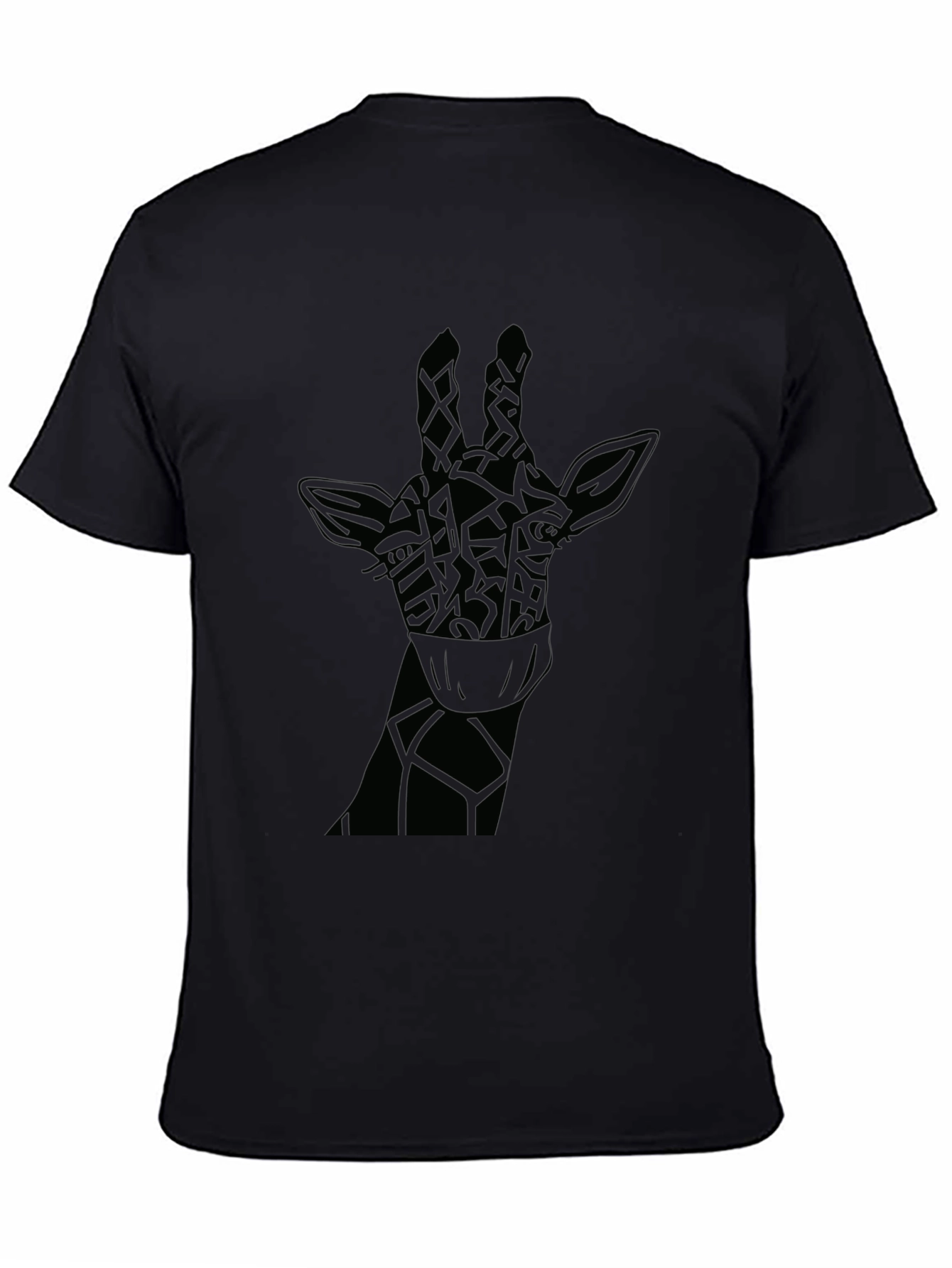 Giraffe Face Mask Black T-Shirt