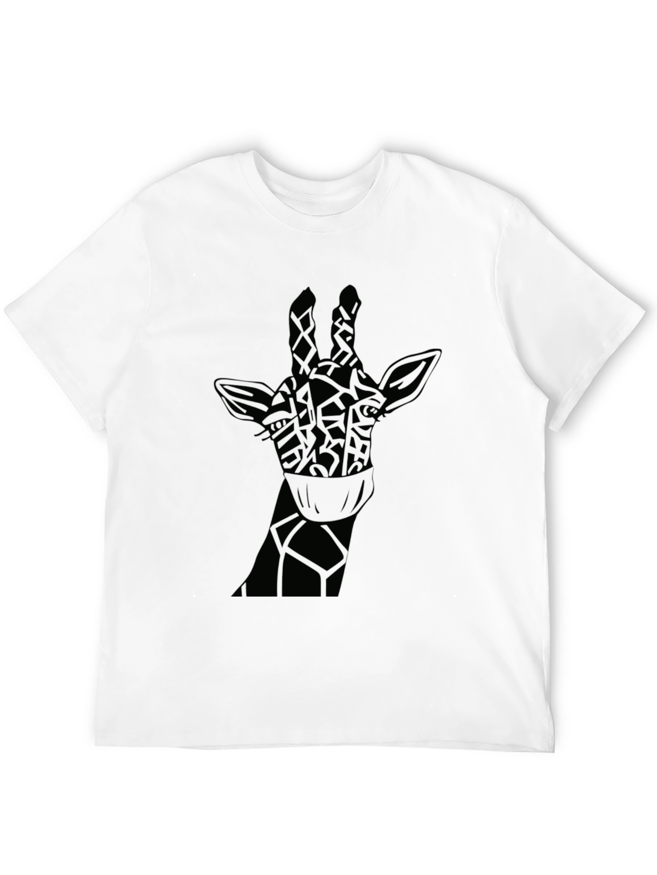 Giraffe Face Mask Black T-Shirt