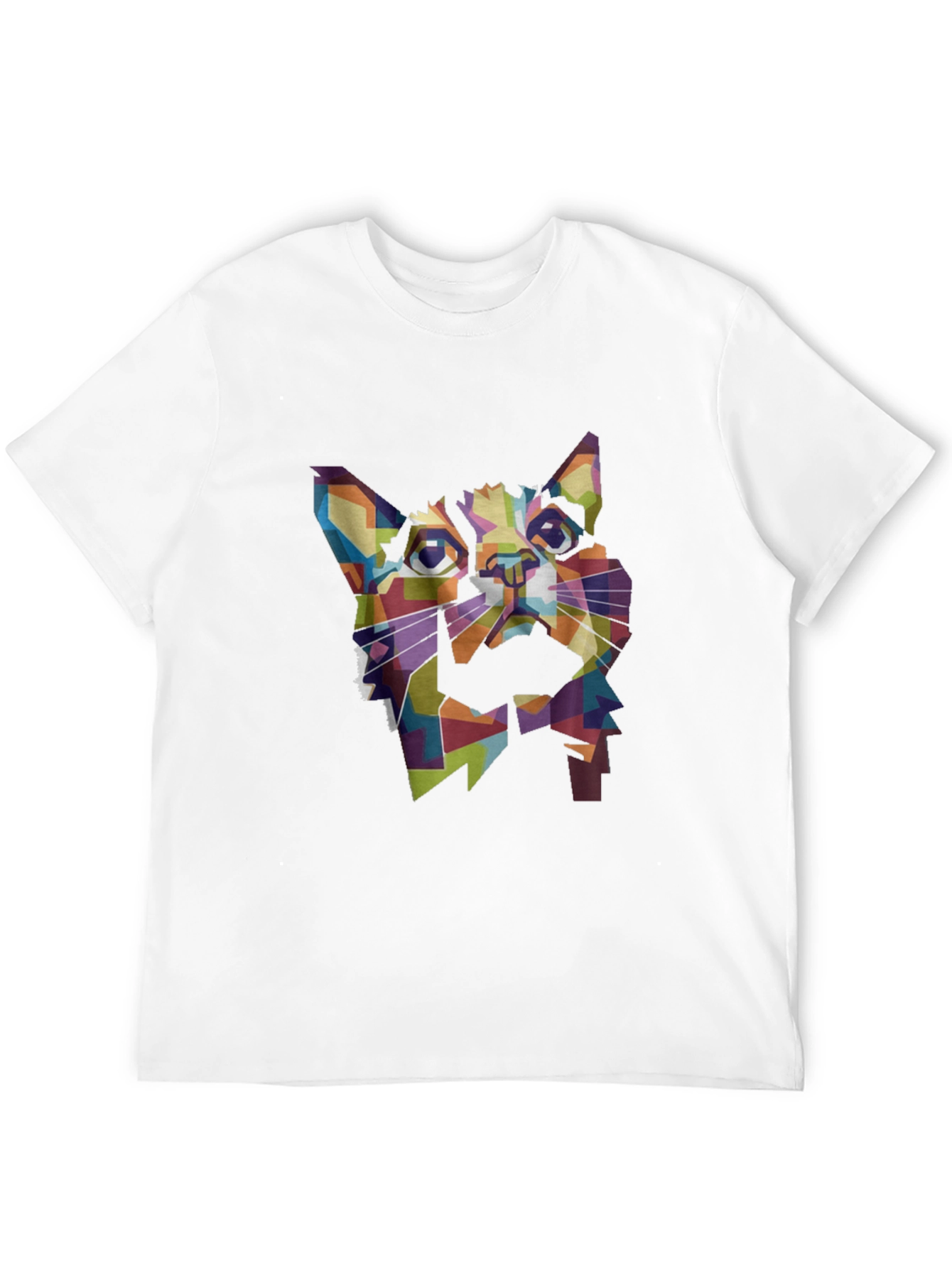 Geometric Cat T-Shirt - Modern Art Tee