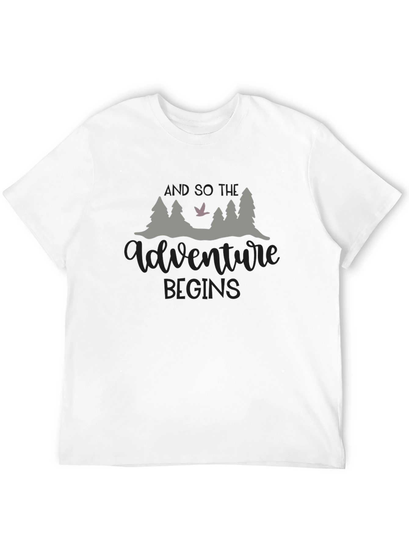 Adventure Begins Graphic Tee - Black Cotton T-Shirt