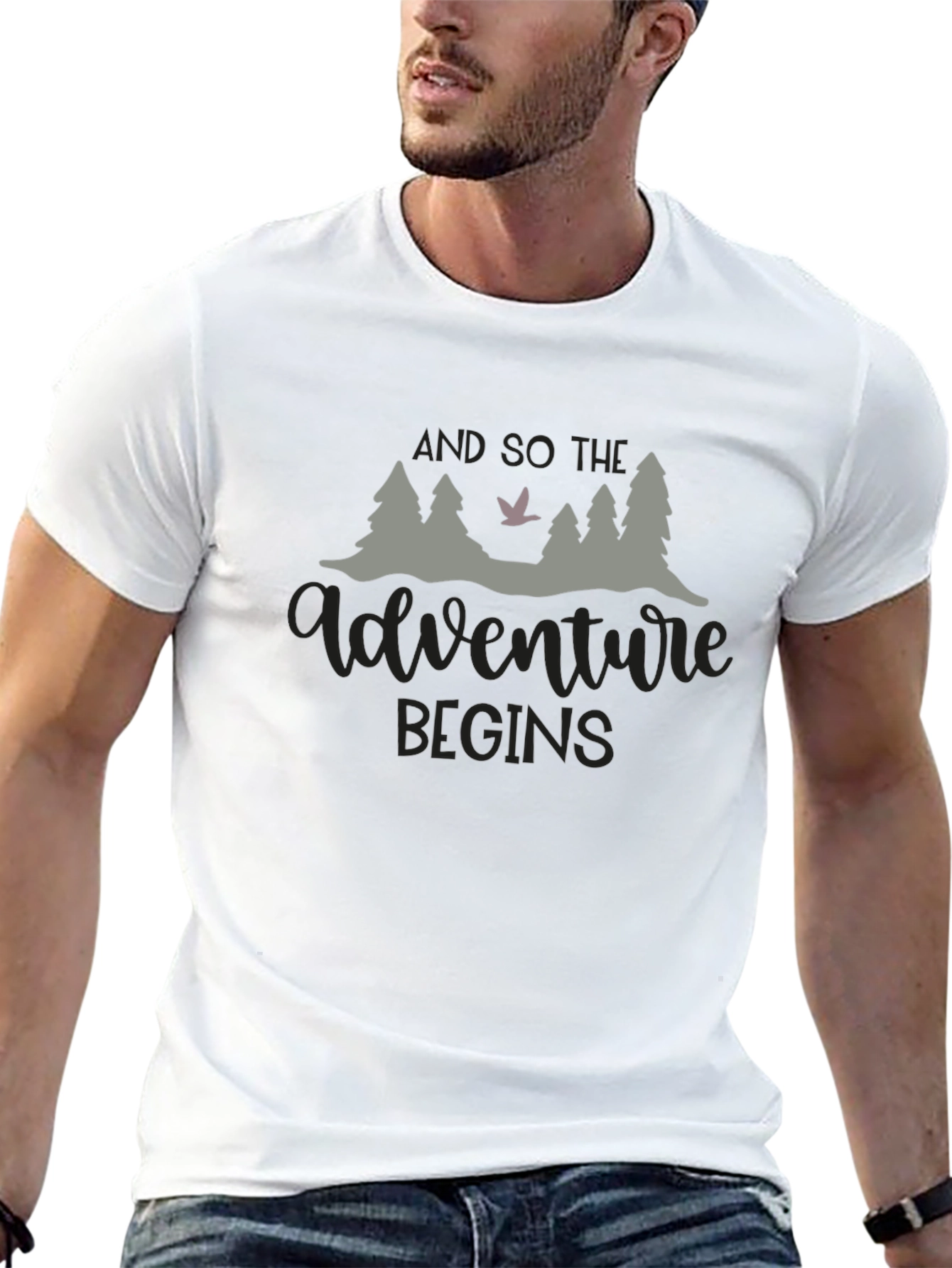 Adventure Begins Graphic Tee - Black Cotton T-Shirt