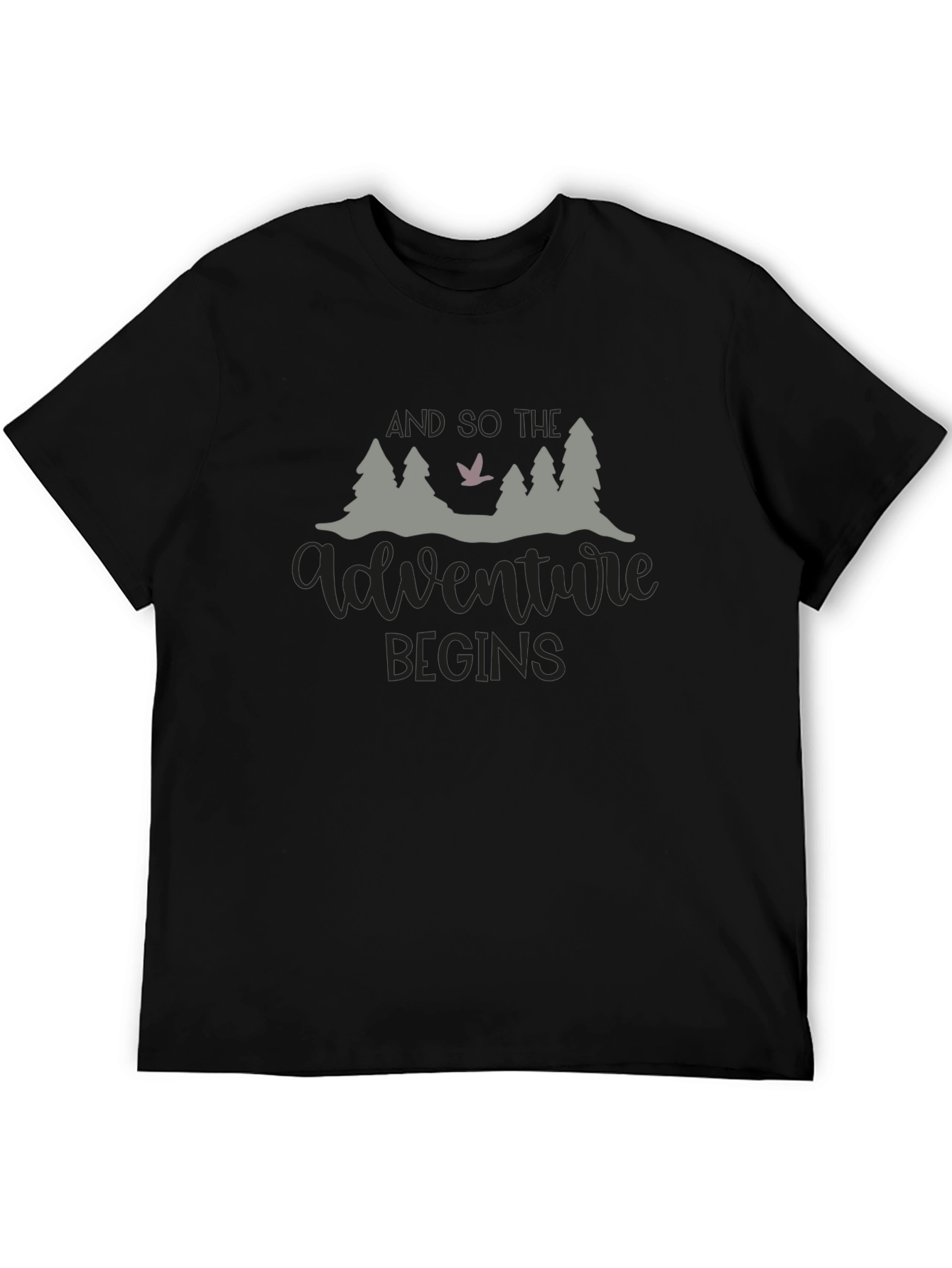 Adventure Begins Graphic Tee - Black Cotton T-Shirt