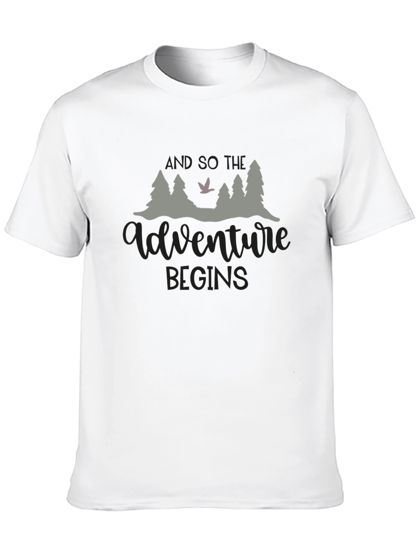 Adventure Begins Graphic Tee - Black Cotton T-Shirt