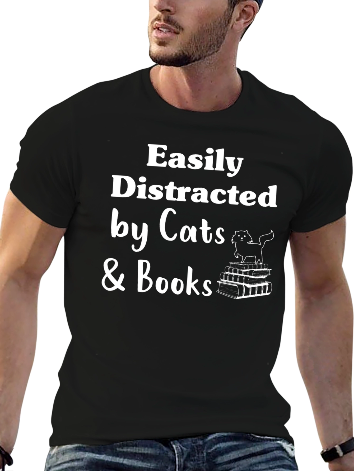 Easily Distracted by Cats & Books T-Shirt