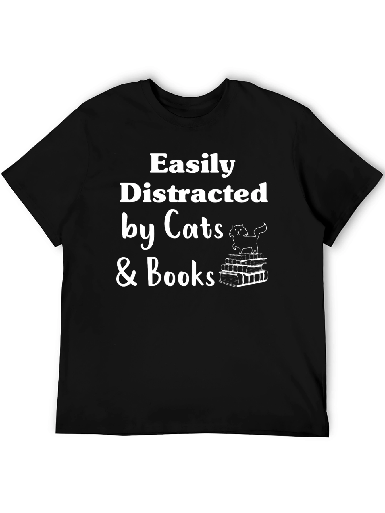 Easily Distracted by Cats & Books T-Shirt