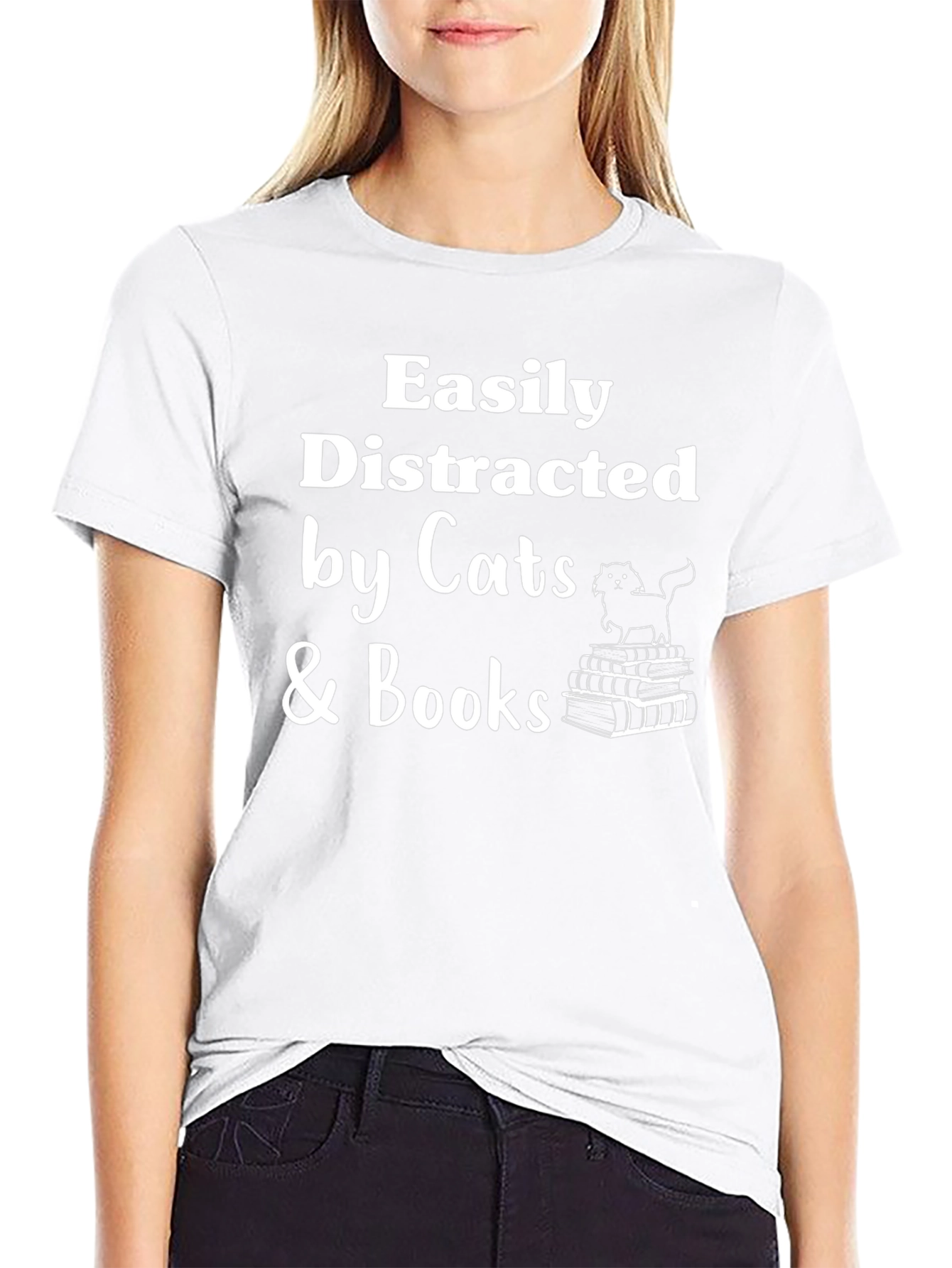 Easily Distracted by Cats & Books T-Shirt