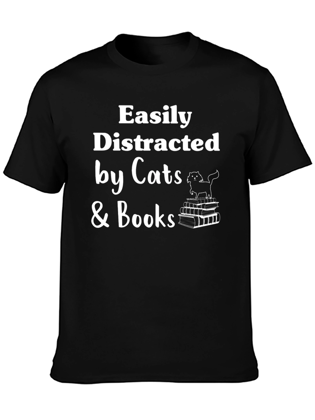 Easily Distracted by Cats & Books T-Shirt