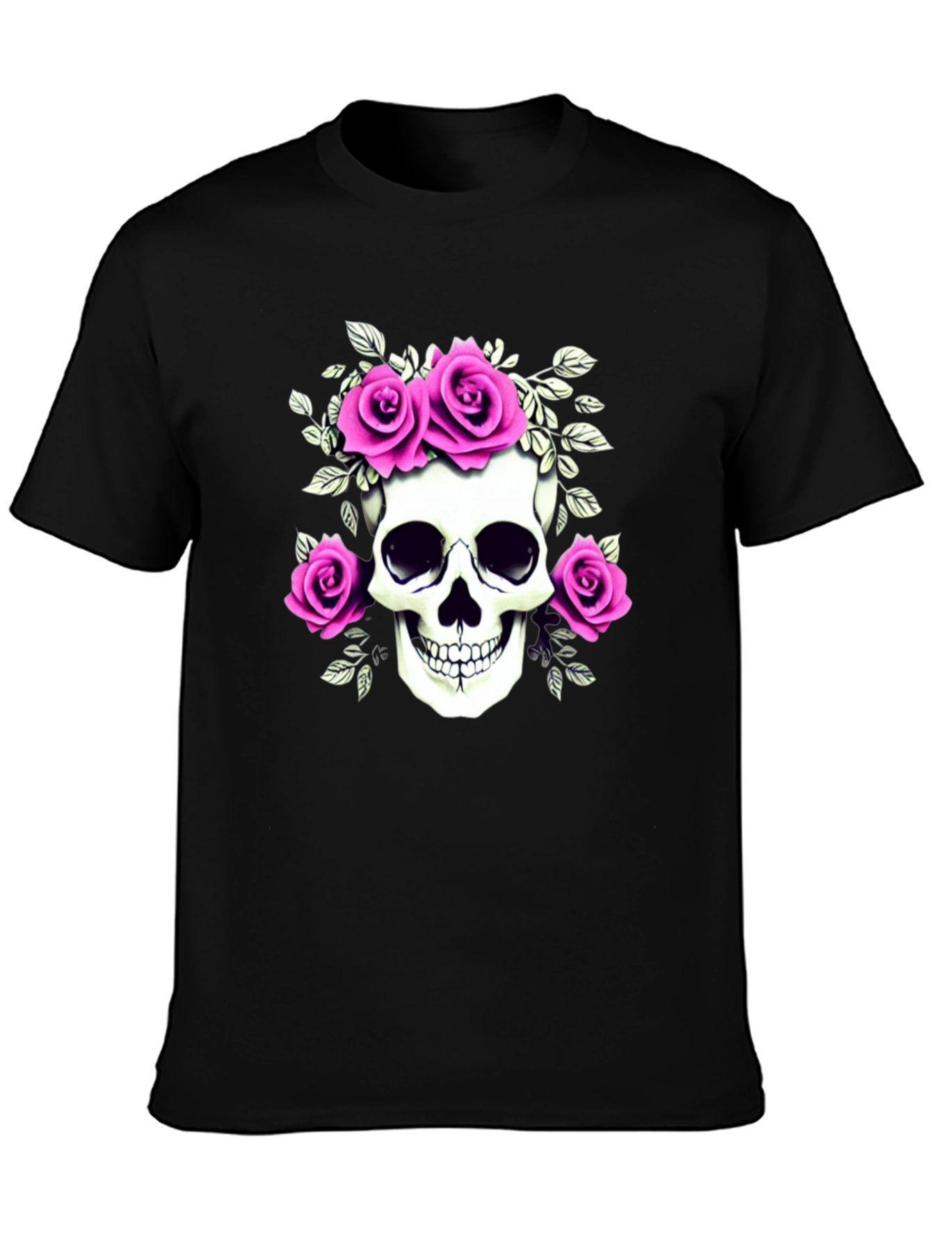 Skull & Roses Graphic T-Shirt - Black