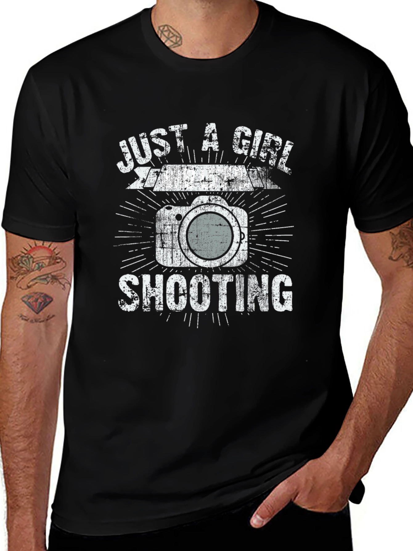 Just A Girl Shooting T-Shirt - Photography Camera Design