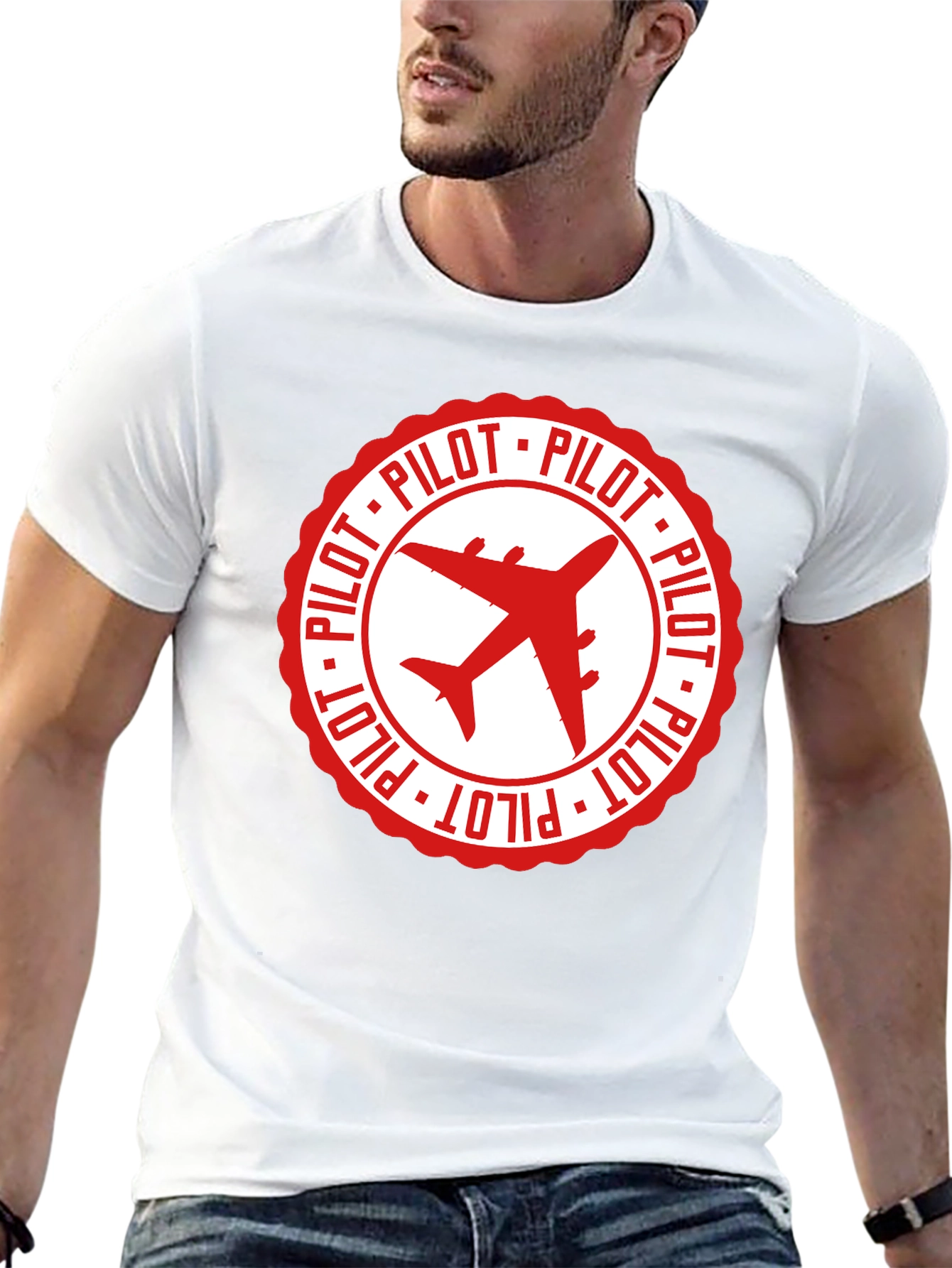 Pilot Airplane Graphic Black T-Shirt