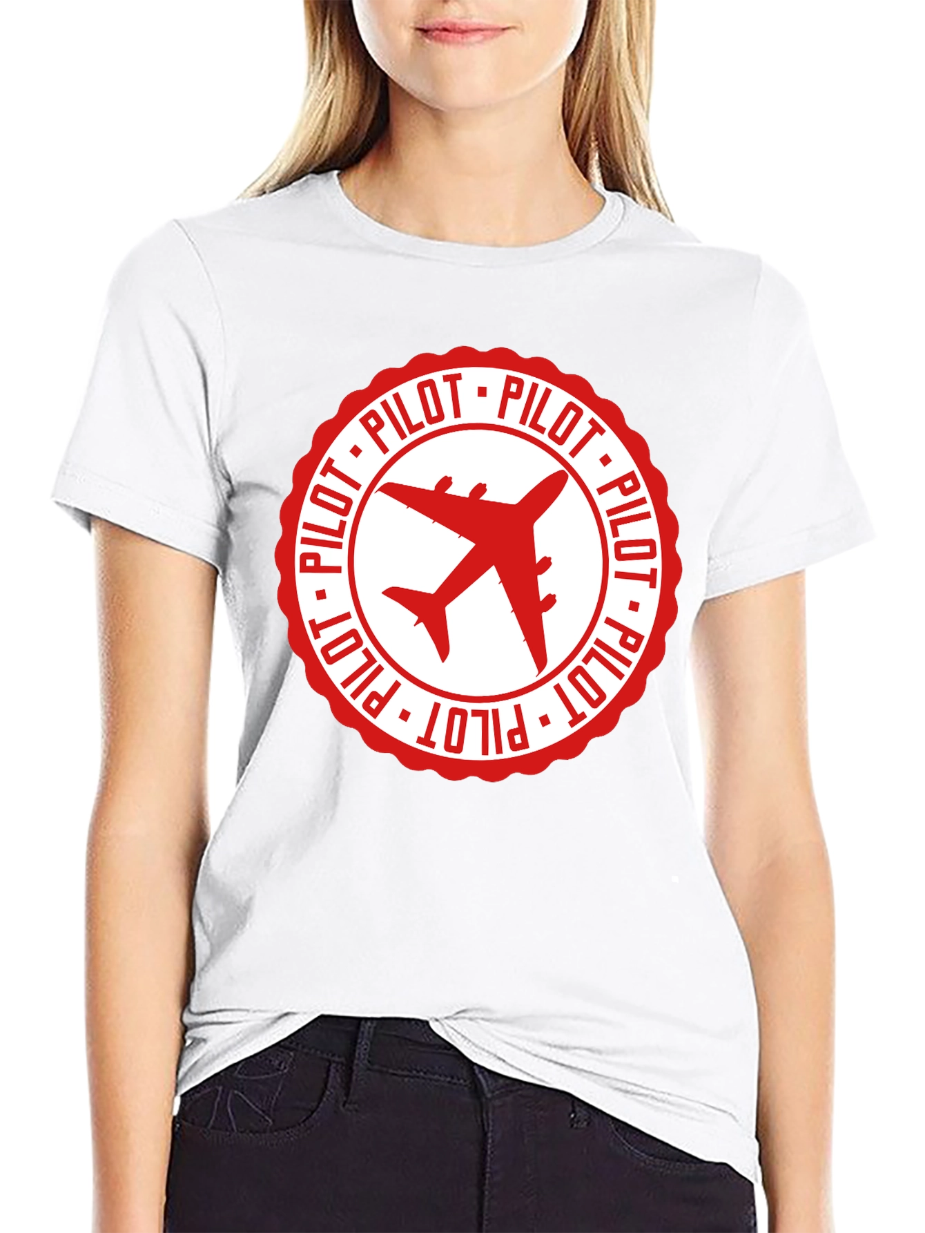 Pilot Airplane Graphic Black T-Shirt
