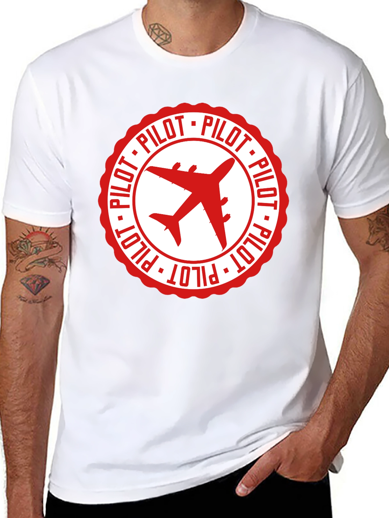 Pilot Airplane Graphic Black T-Shirt