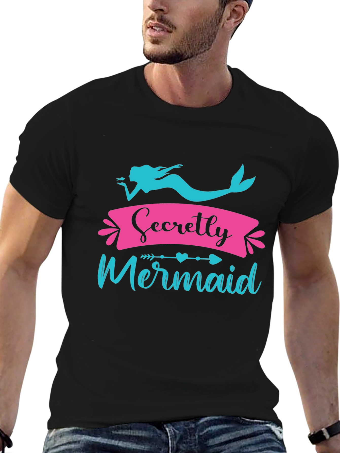 Secretly Mermaid Black Graphic Tee
