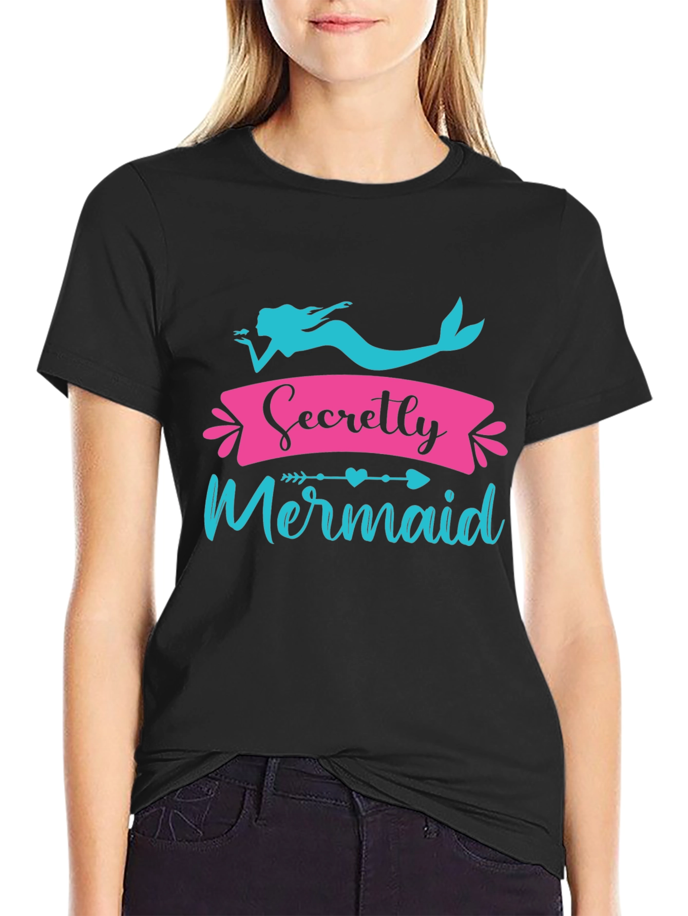 Secretly Mermaid Black Graphic Tee
