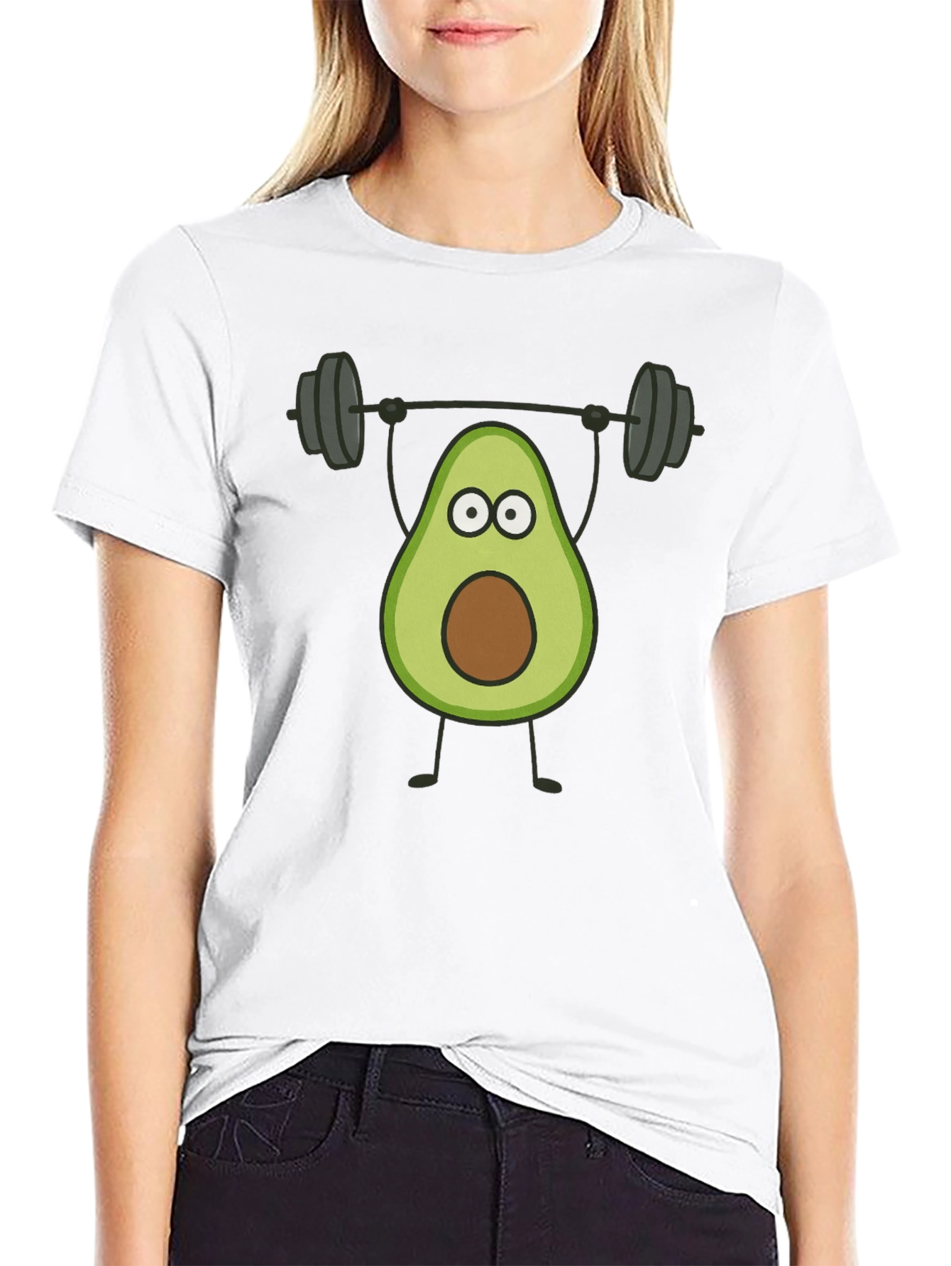 Avocado Lifting Weights Graphic Tee - Black Cotton T-Shirt