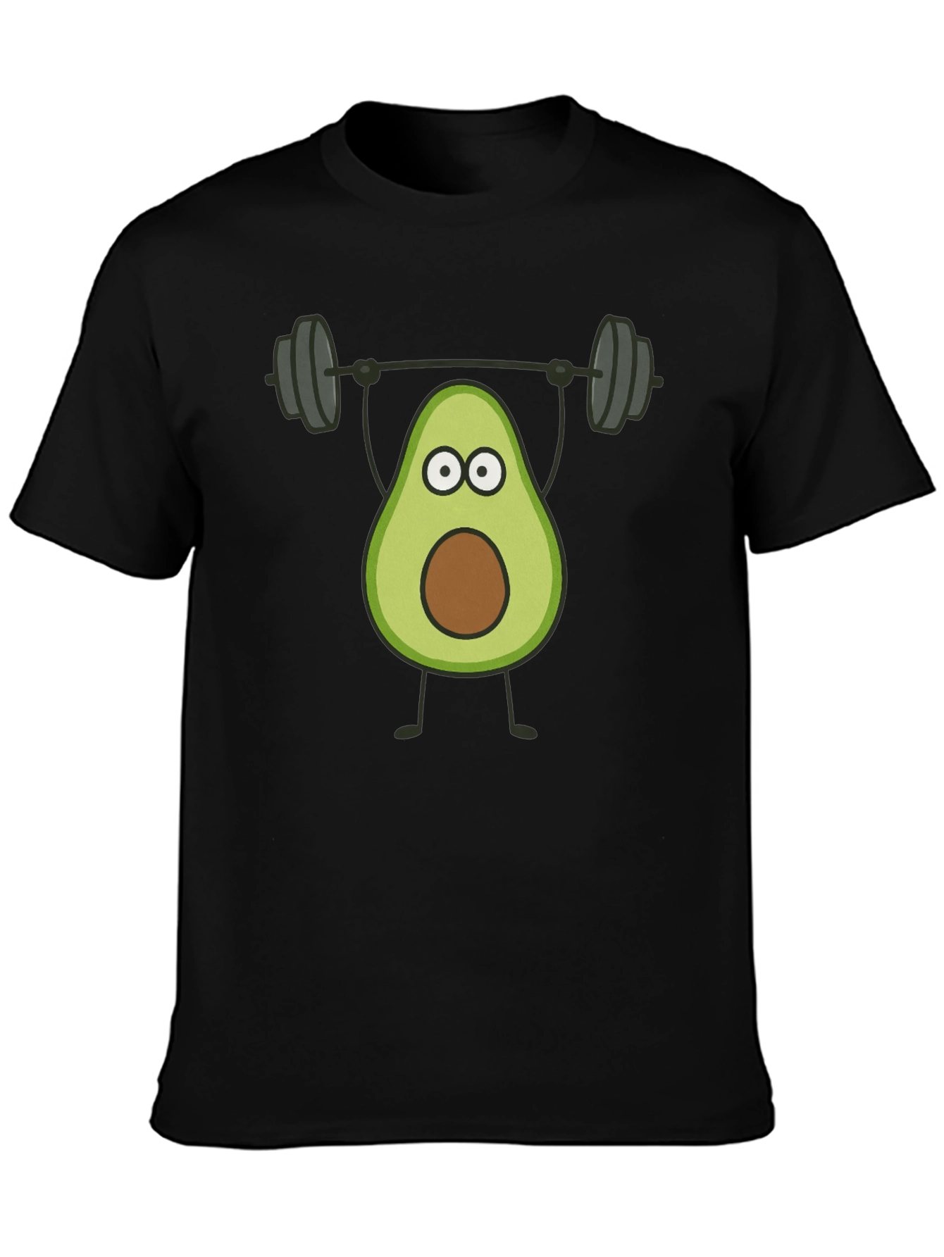 Avocado Lifting Weights Graphic Tee - Black Cotton T-Shirt