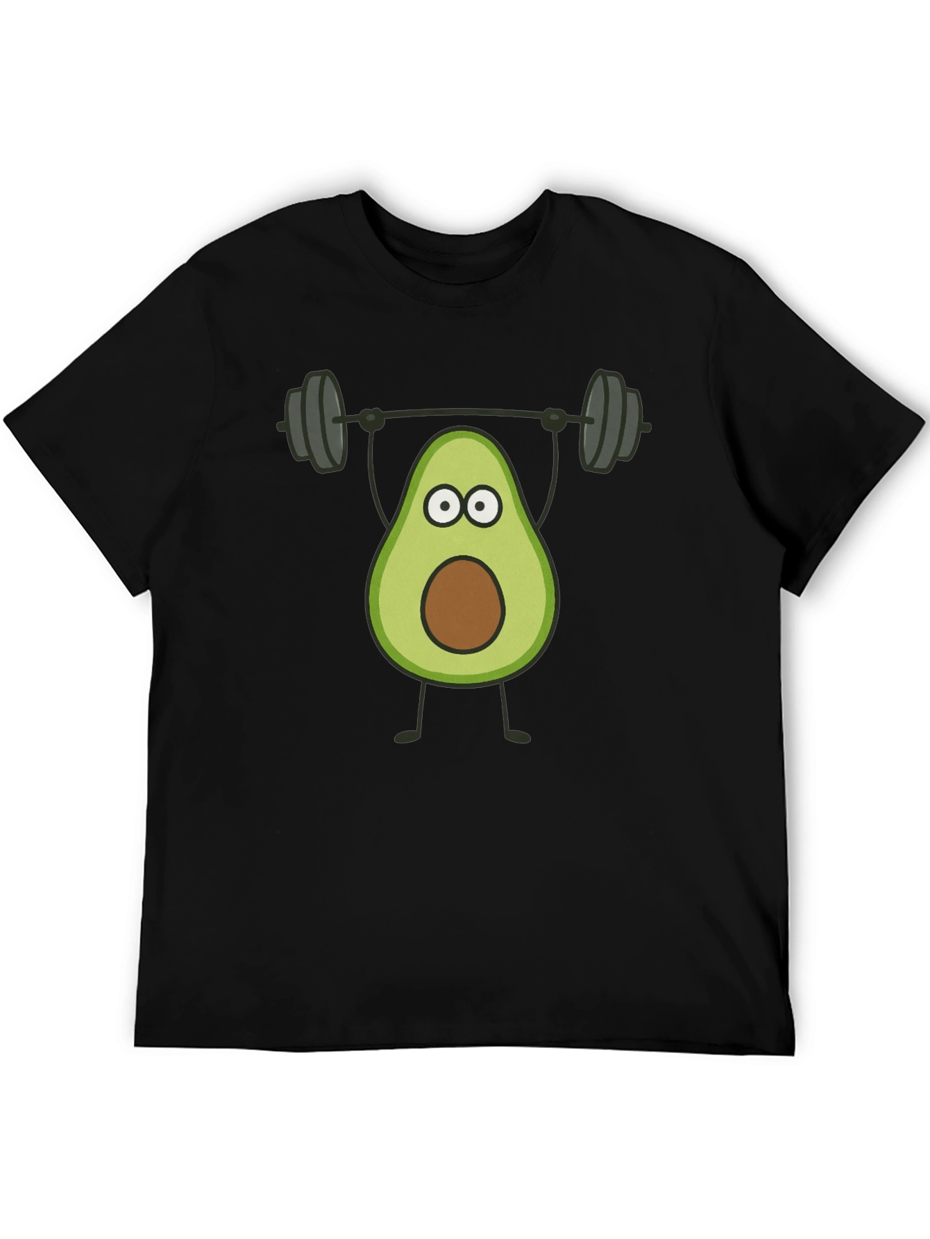 Avocado Lifting Weights Graphic Tee - Black Cotton T-Shirt