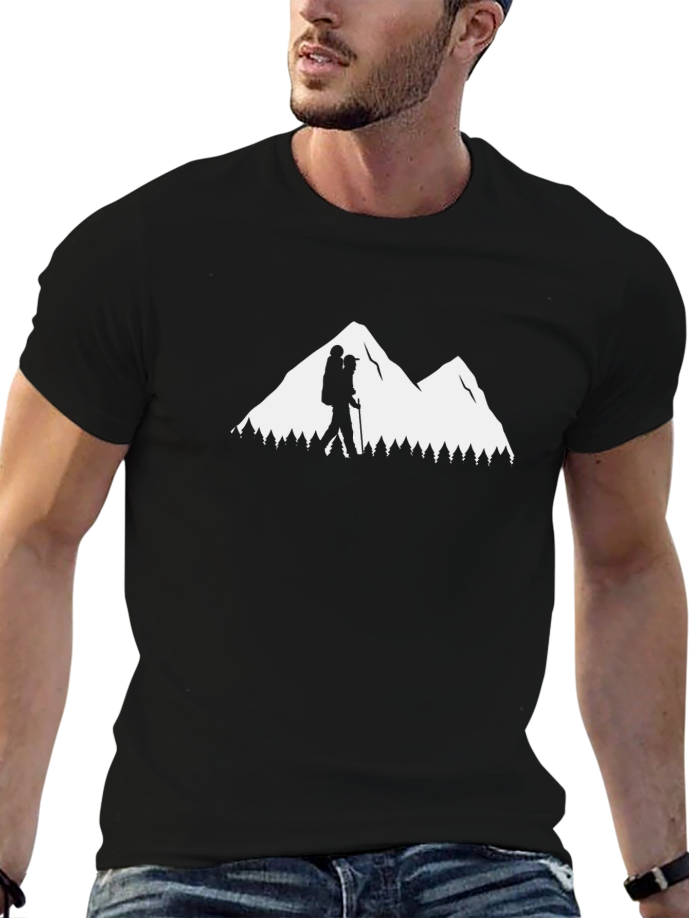 Hiking Adventure Tee - Mountain Silhouette Design