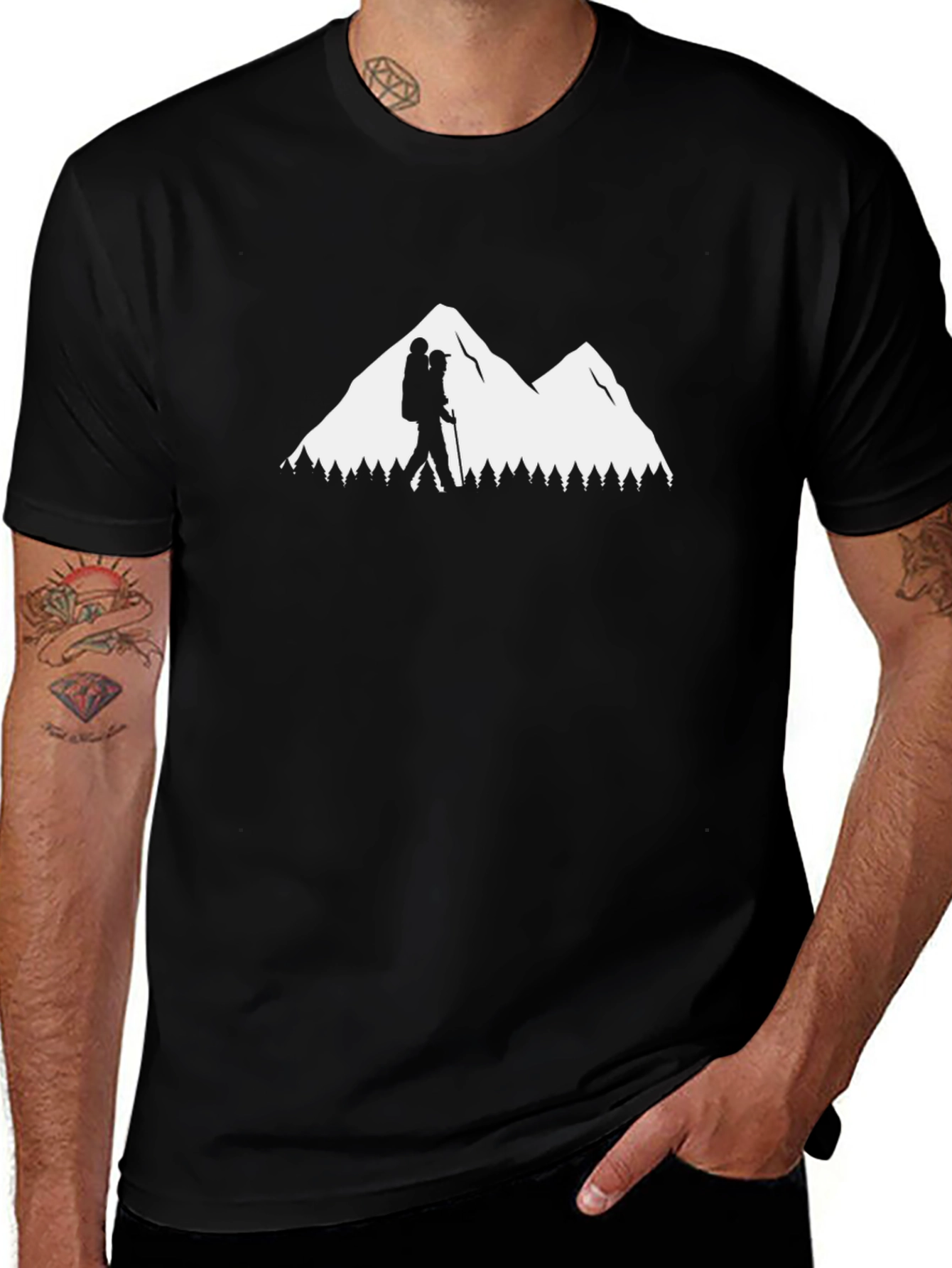 Hiking Adventure Tee - Mountain Silhouette Design