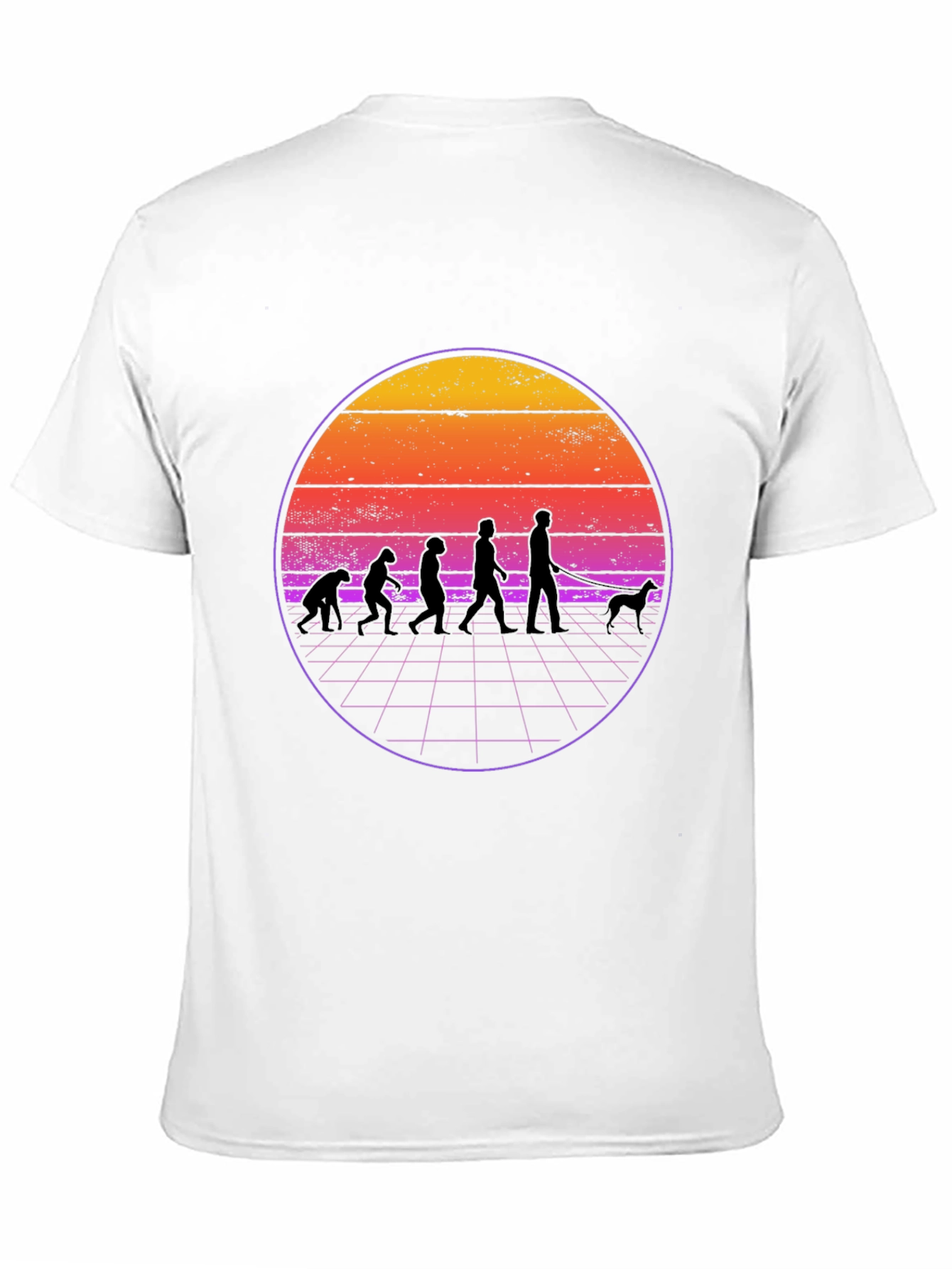 Retro Evolution Dog Walker Black T-Shirt