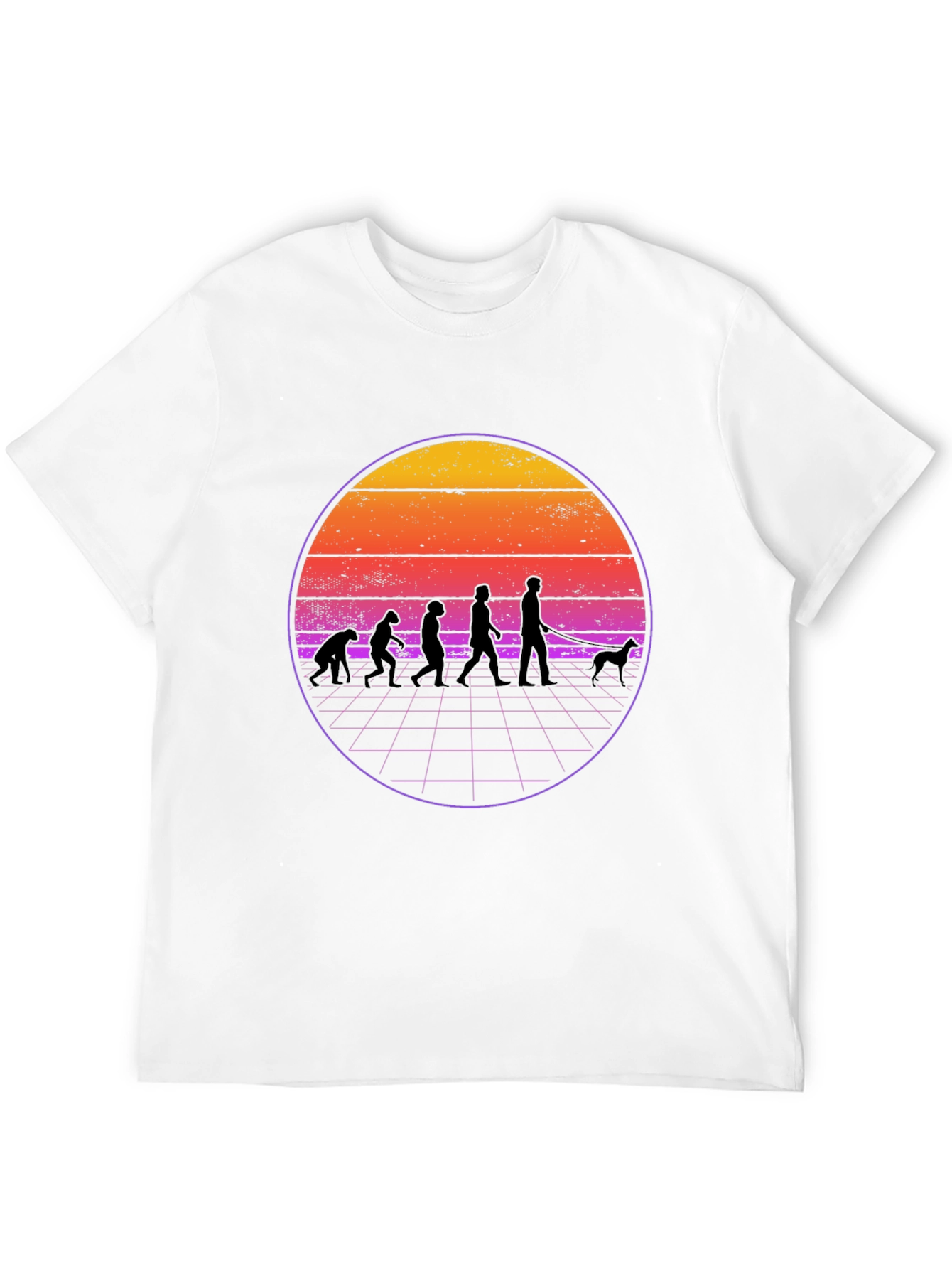 Retro Evolution Dog Walker Black T-Shirt