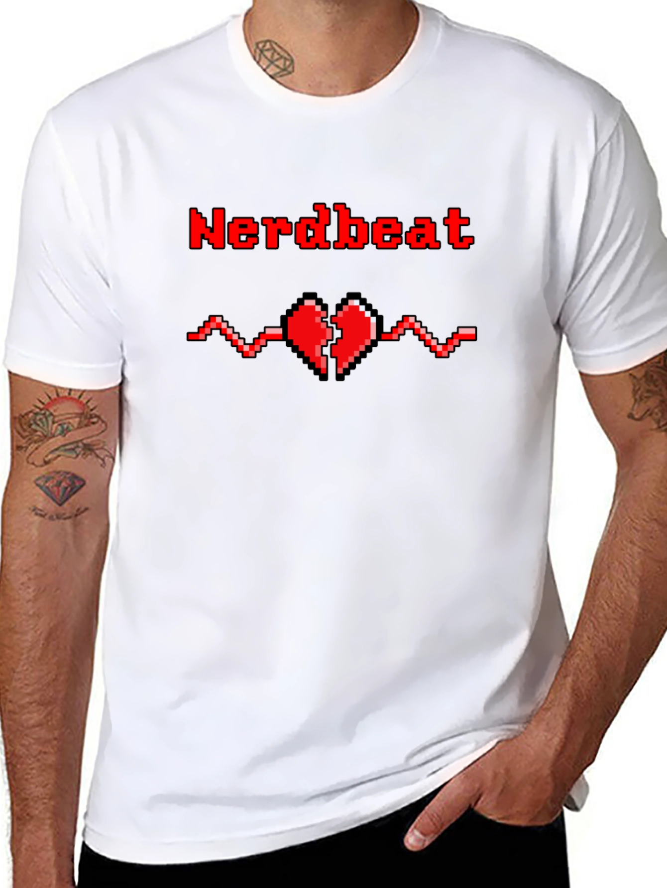 Nerdbeat Pixel Heartbeat Graphic Tee - Black