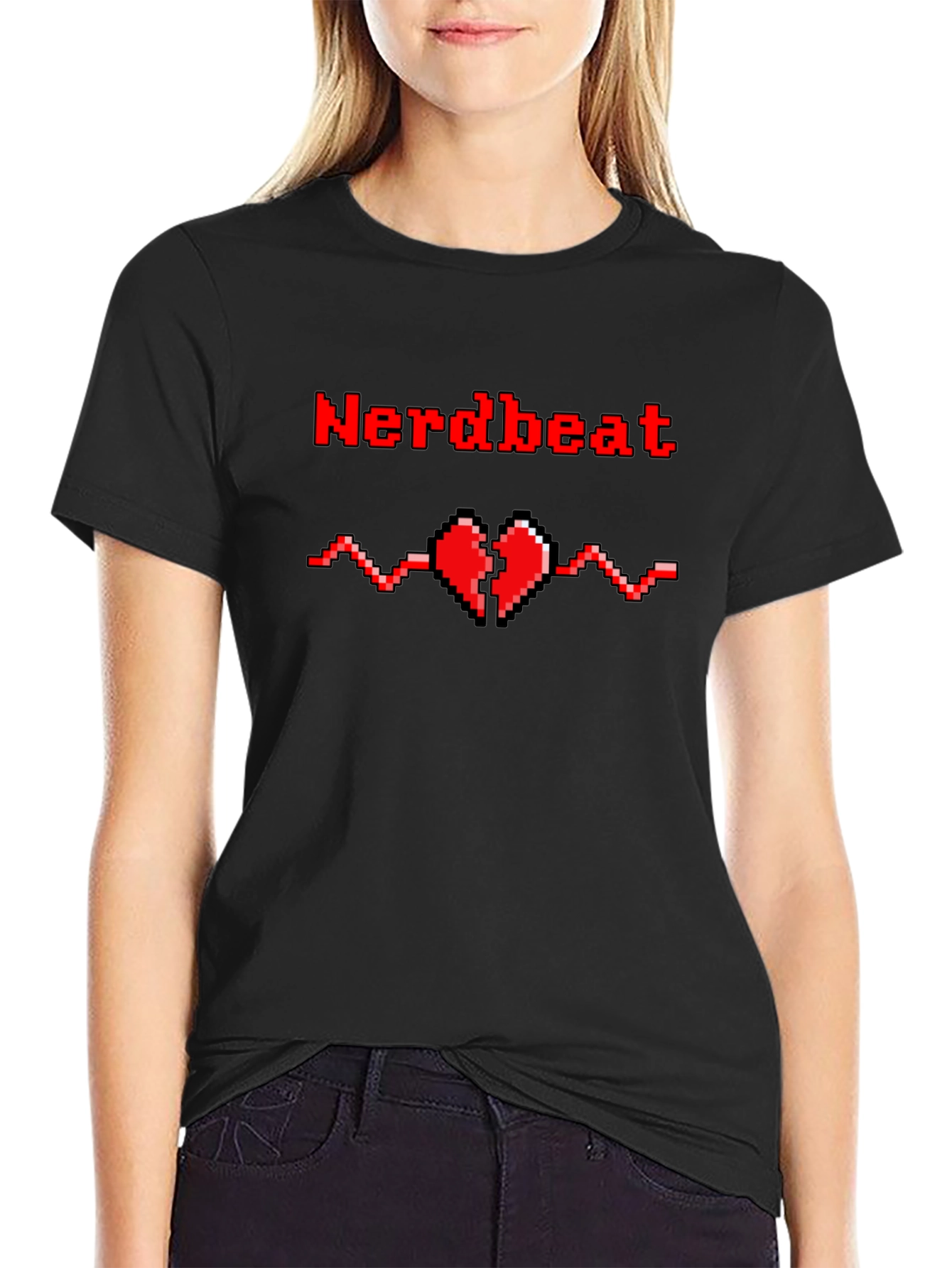 Nerdbeat Pixel Heartbeat Graphic Tee - Black
