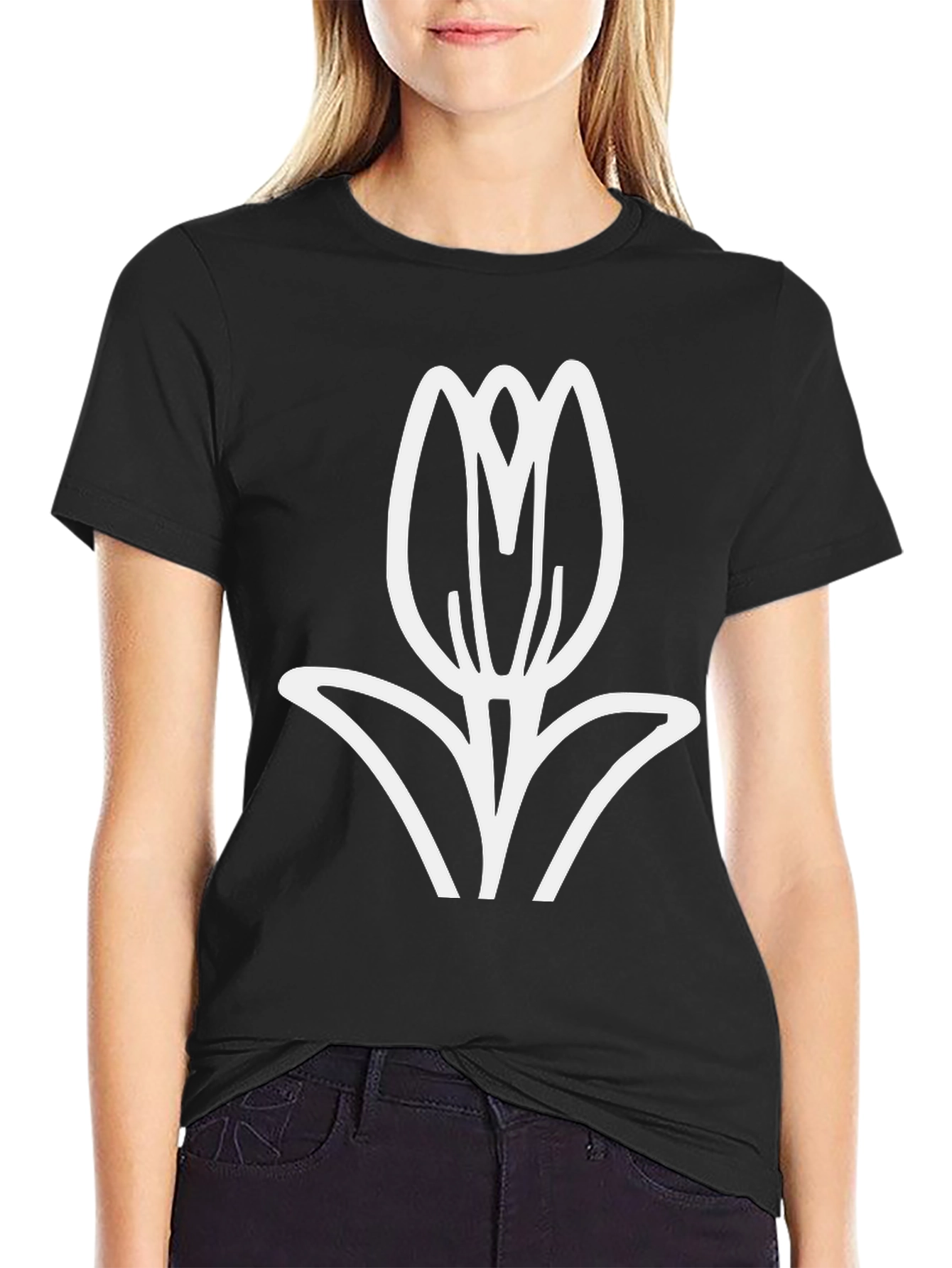 Black Tulip Graphic Tee - Stylish & Comfortable
