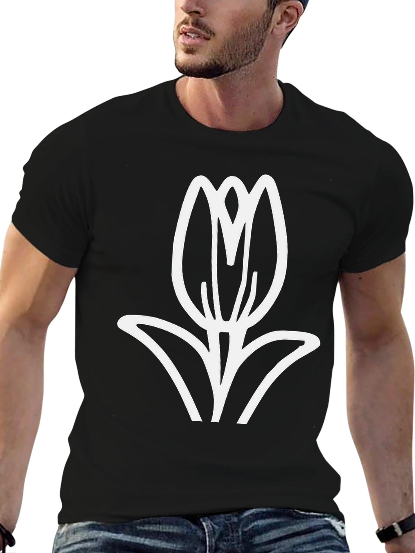 Black Tulip Graphic Tee - Stylish & Comfortable