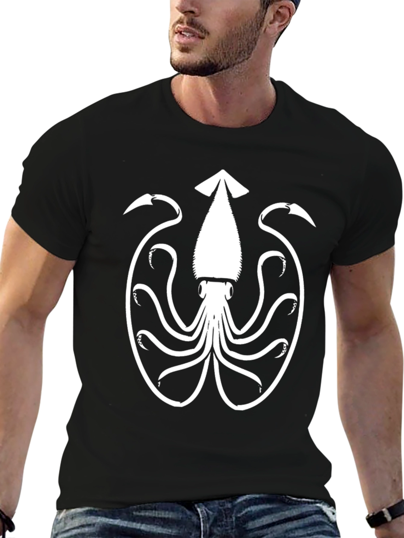 Squid Graphic T-Shirt - Black Cotton Tee