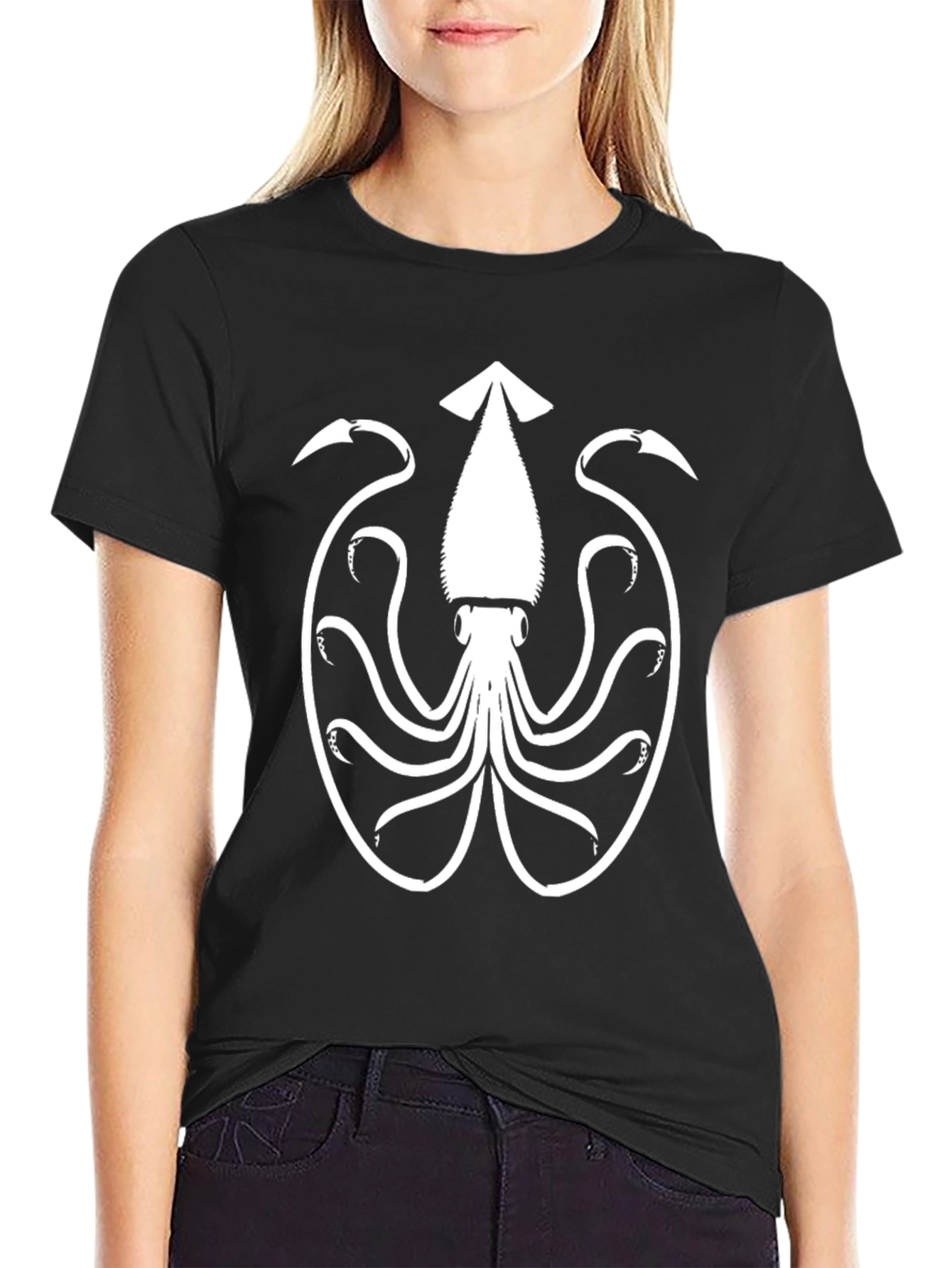 Squid Graphic T-Shirt - Black Cotton Tee