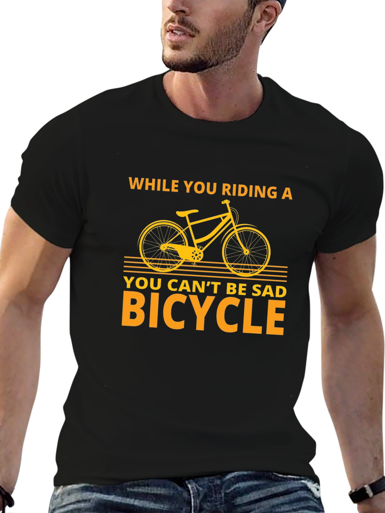 Funny Bicycle T-Shirt - You Cant Be Sad Bicycle
