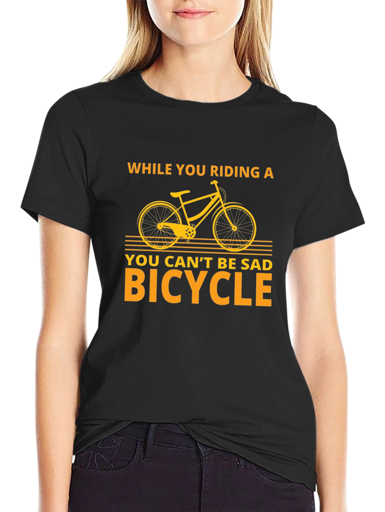 Funny Bicycle T-Shirt - You Cant Be Sad Bicycle