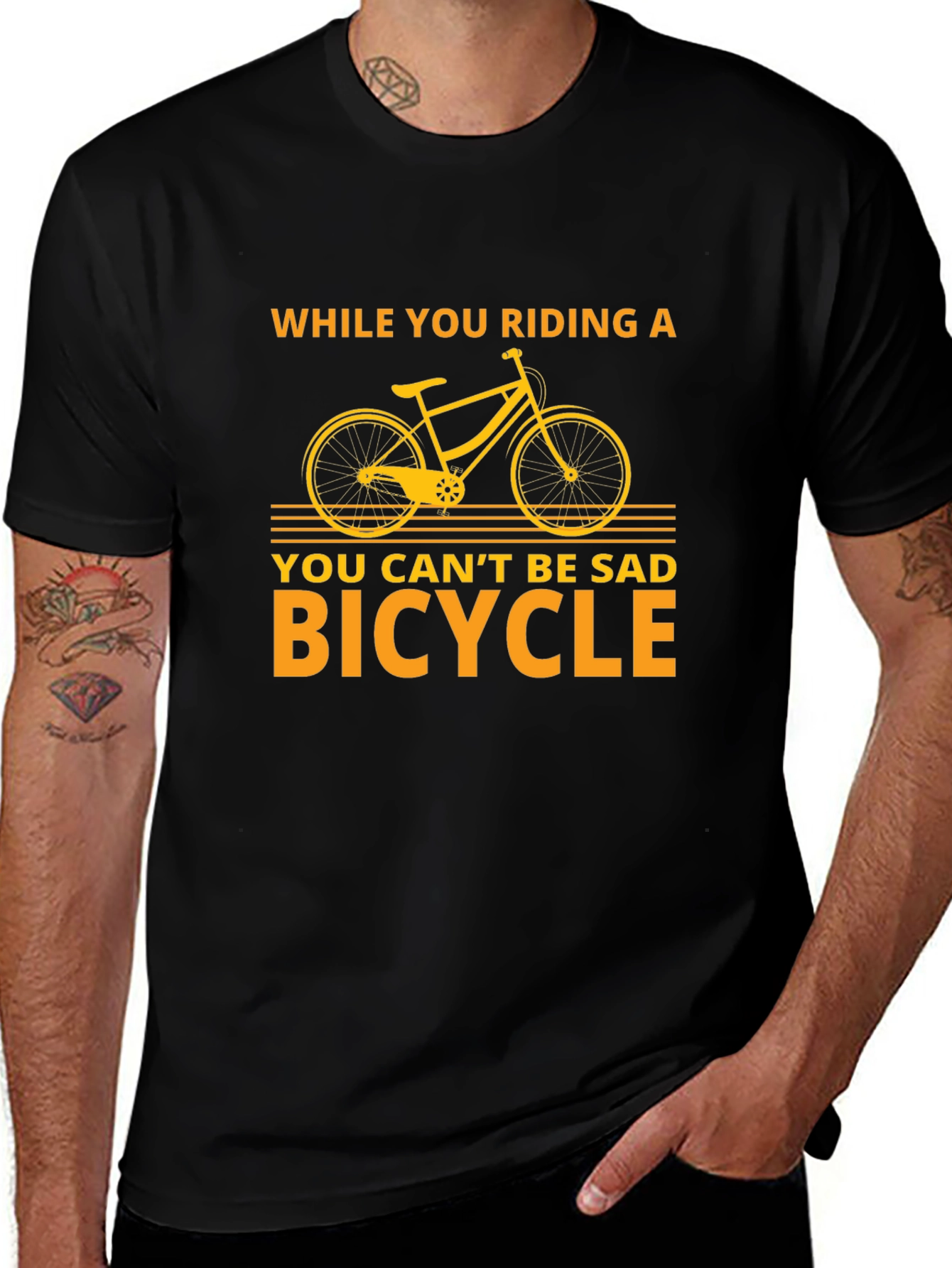 Funny Bicycle T-Shirt - You Cant Be Sad Bicycle